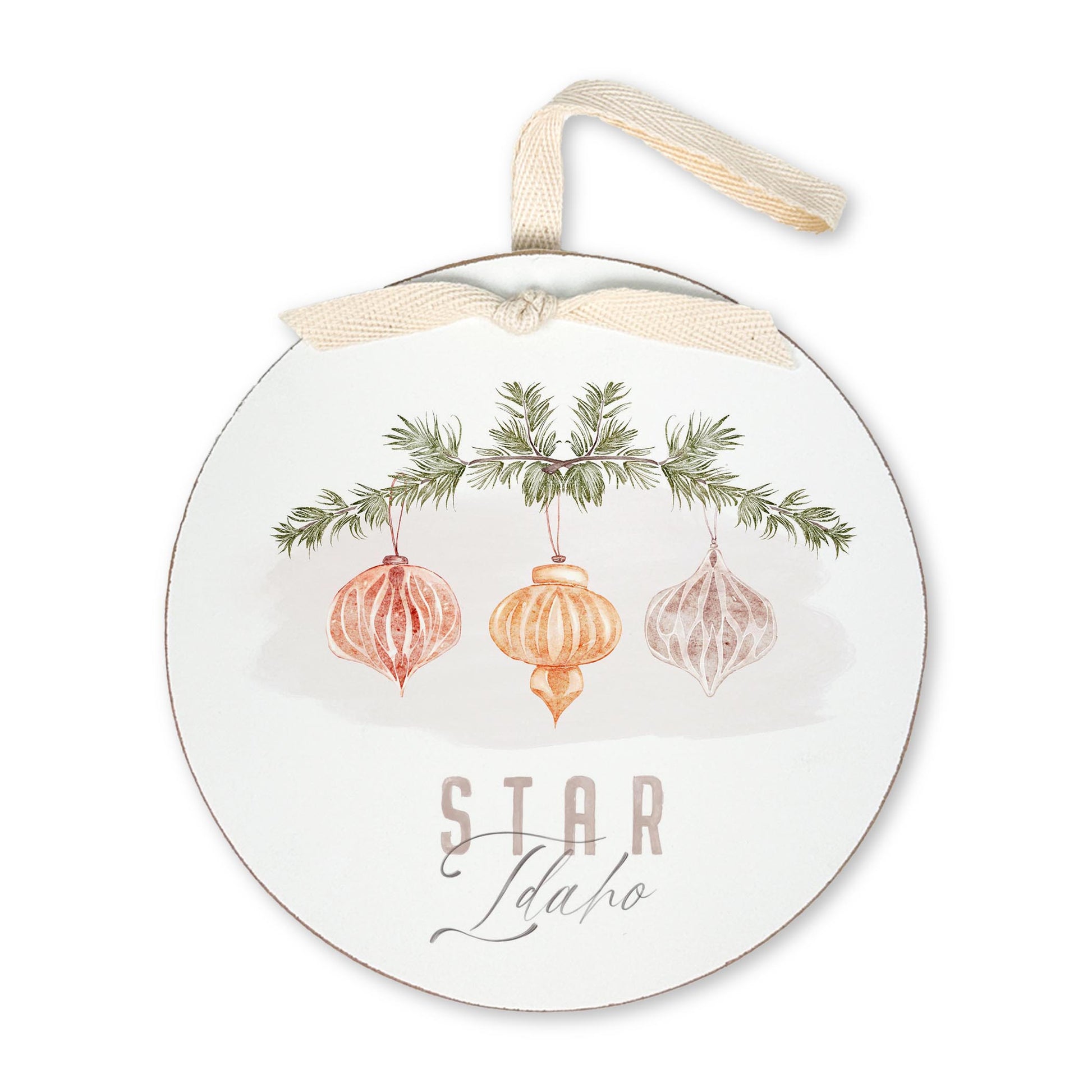 6" Round Ornament-Ornaments Star Idaho -0