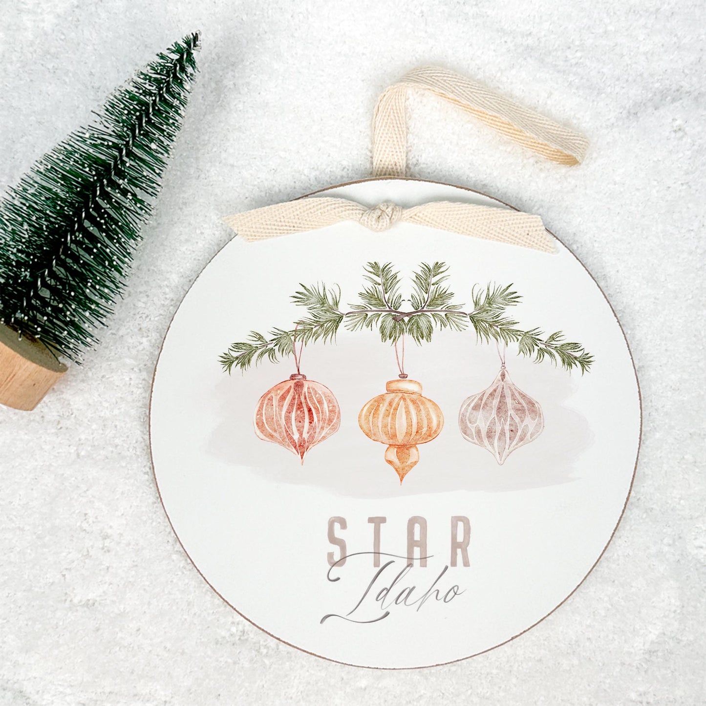 6" Round Ornament-Ornaments Star Idaho -1