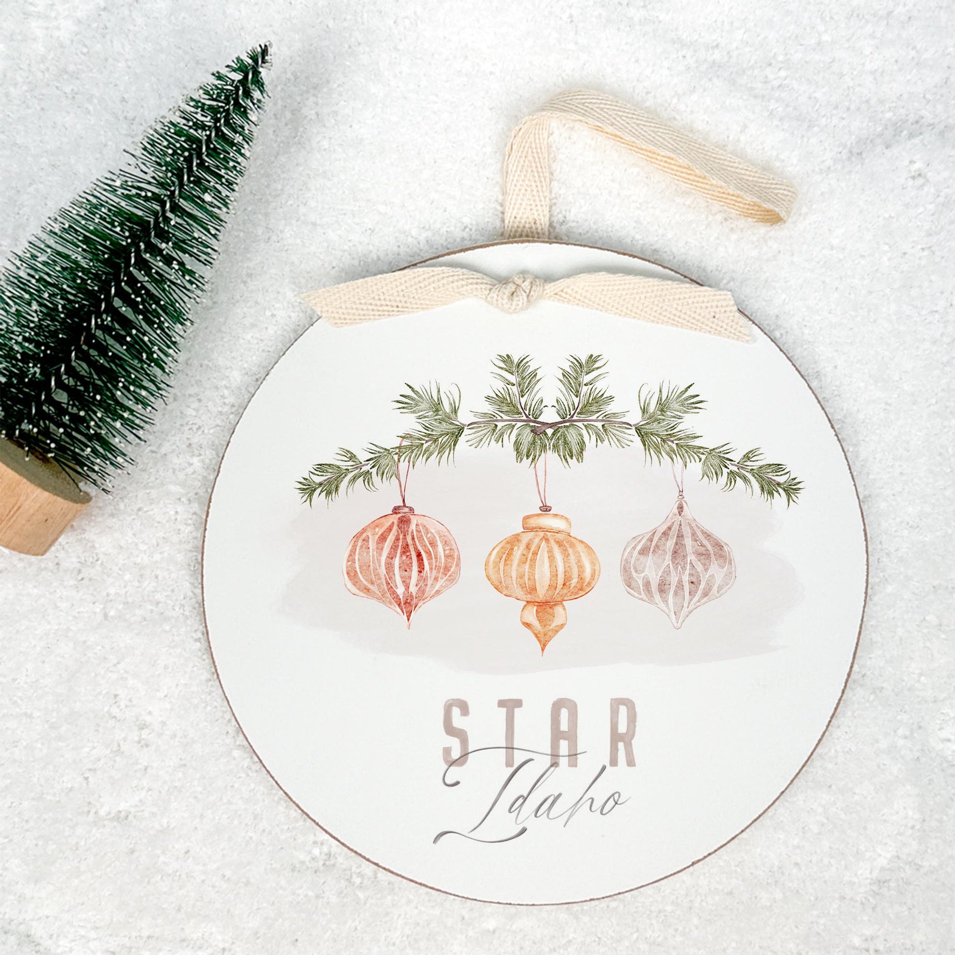 6" Round Ornament-Ornaments Star Idaho -1