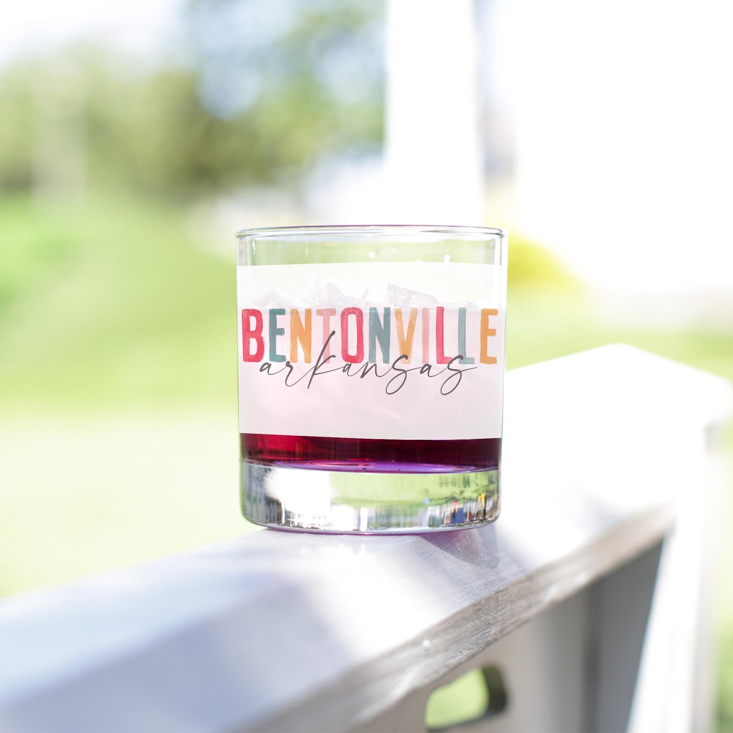 11oz Bourbon Glass-Watercolor City Bentonville Arkansas -3