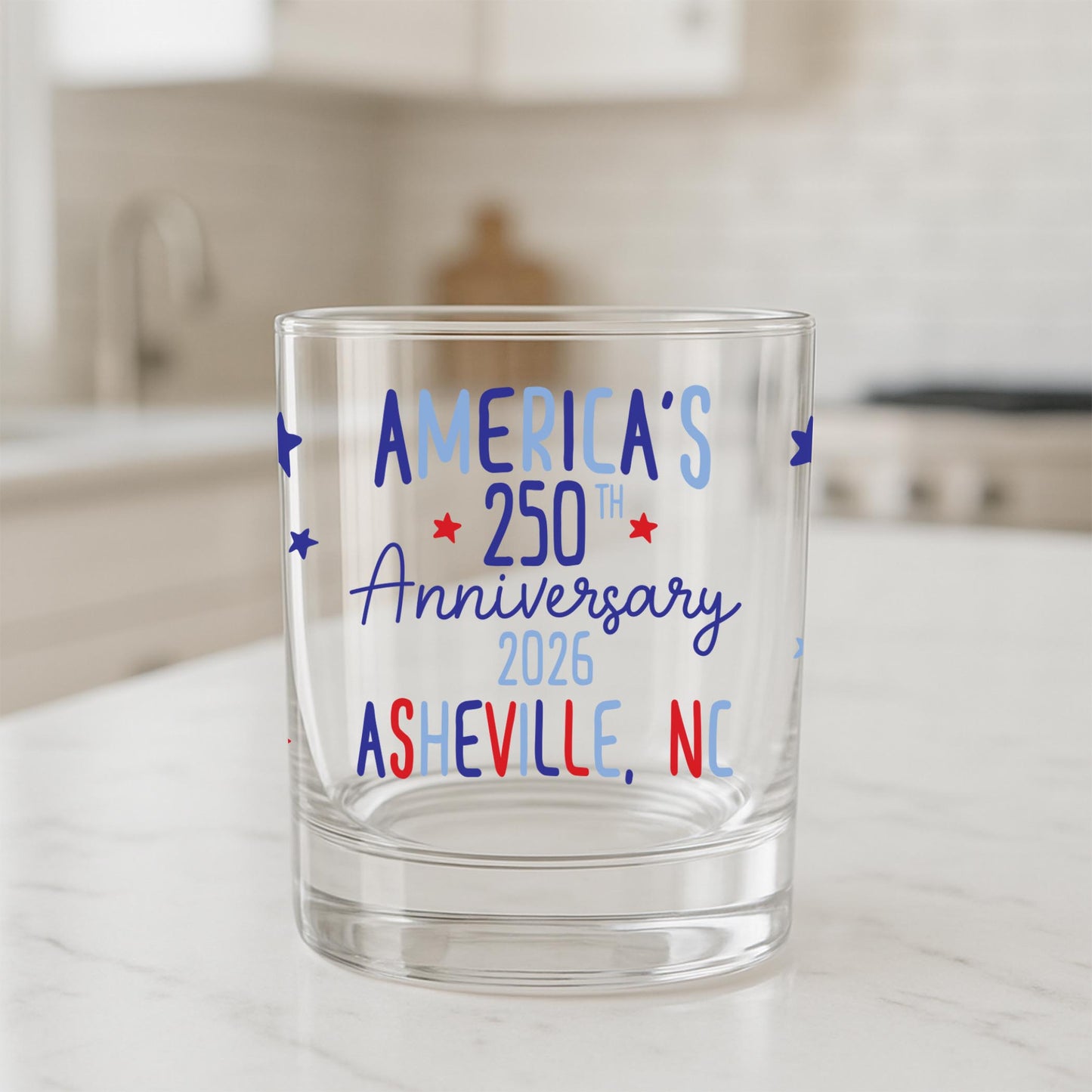 11oz Bourbon Glass-Love+Local 4th of July 250th Anniversary -1