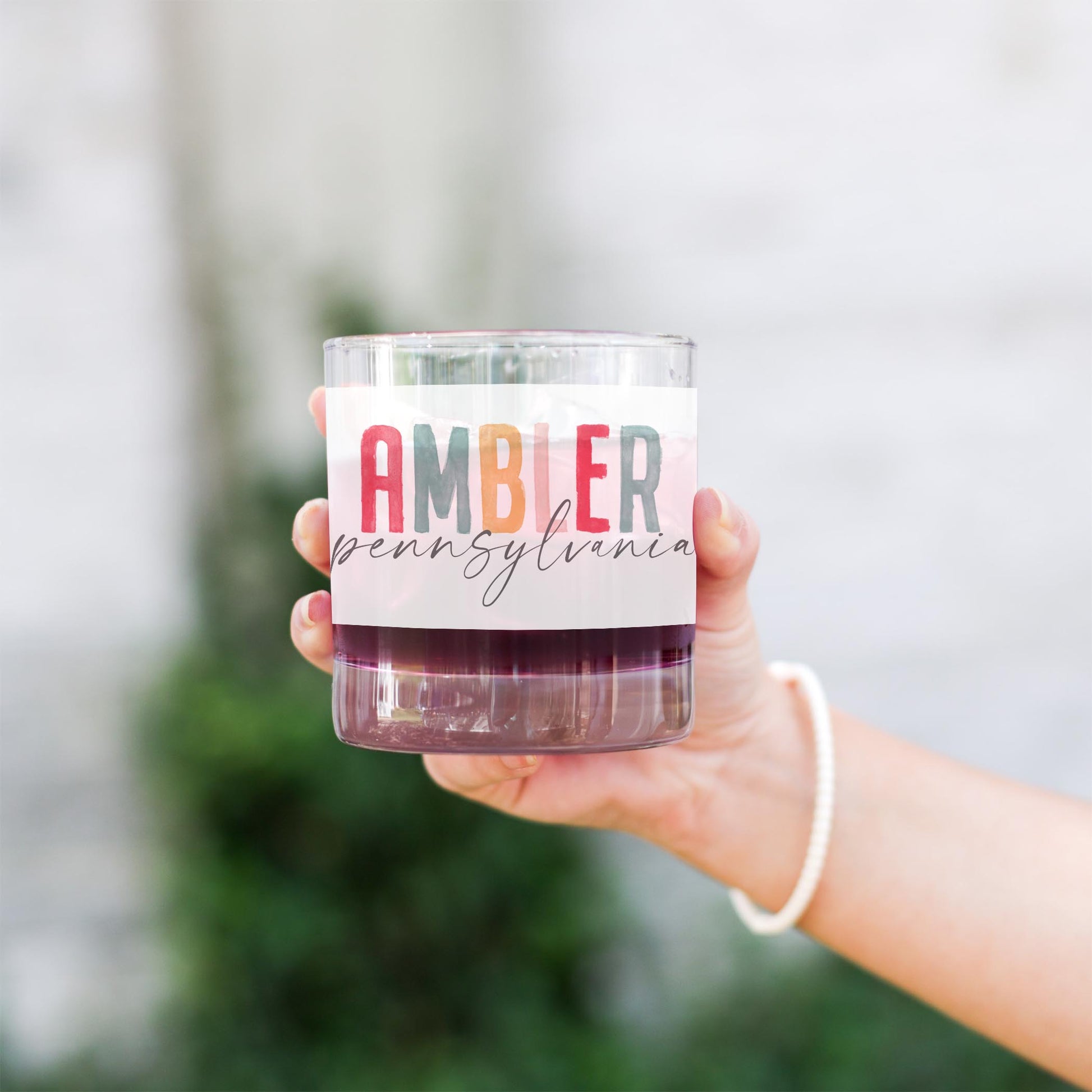 11oz Bourbon Glass-Watercolor City Ambler Pennsylvania -2