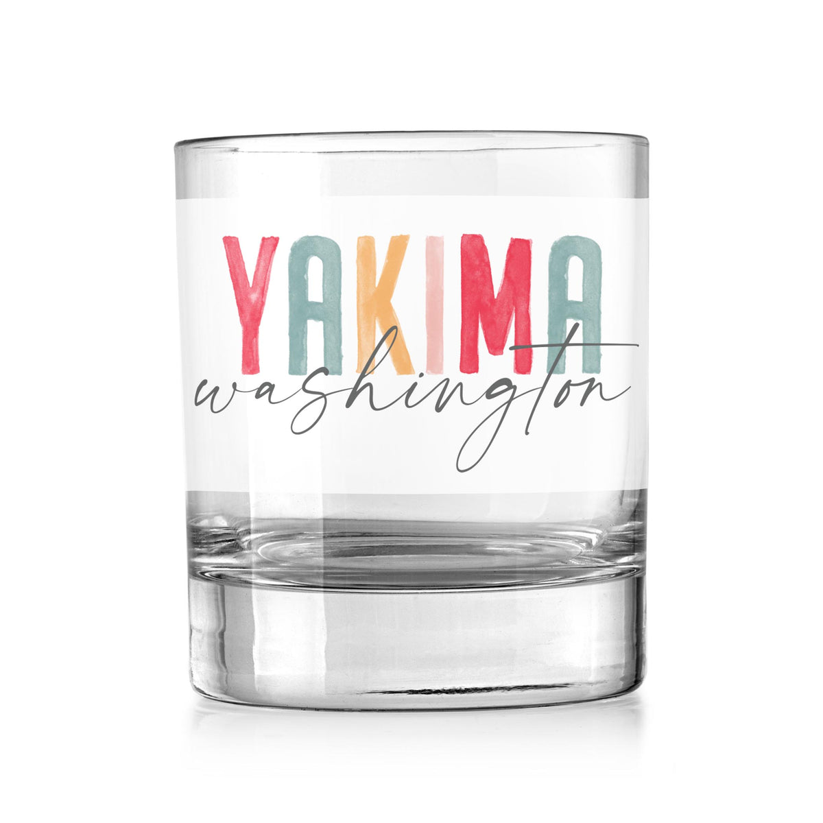 11oz Bourbon Glass-Watercolor City Yakima Washington -0