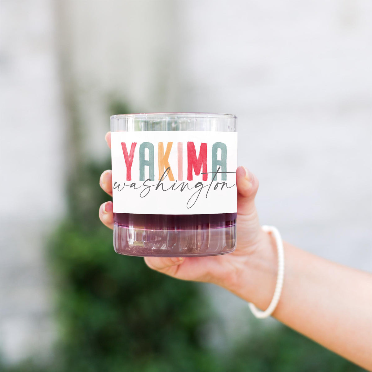 11oz Bourbon Glass-Watercolor City Yakima Washington -2