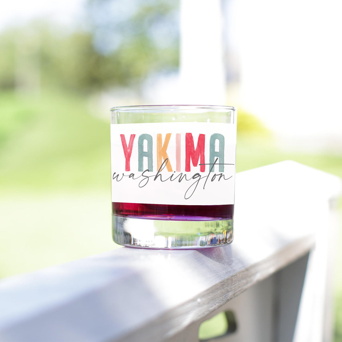 11oz Bourbon Glass-Watercolor City Yakima Washington -3