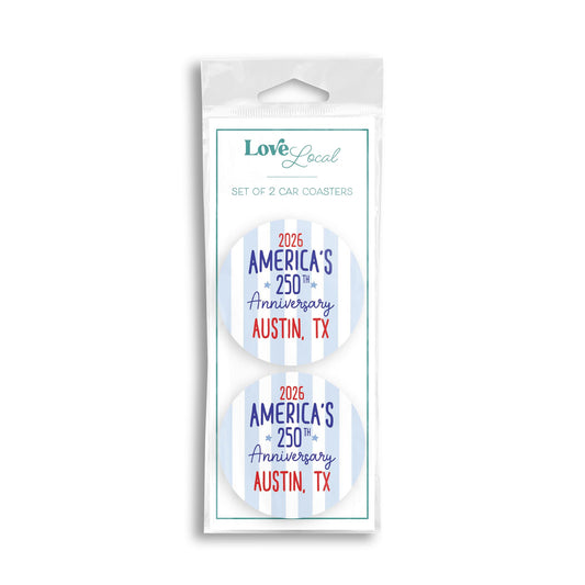 Car Coaster 2-Pack Love Local-Love+Local 4th of July 250th Anniversary -0