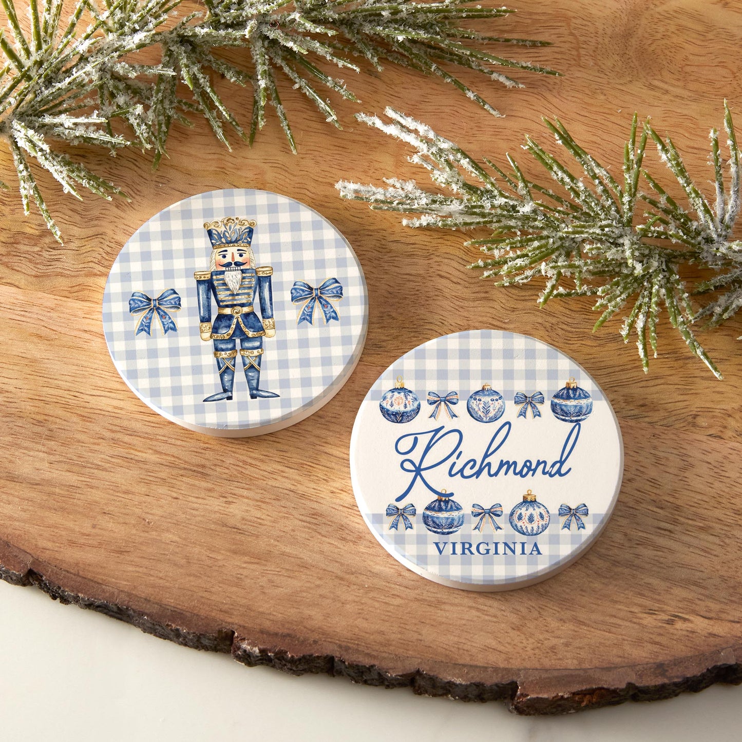 Car Coaster 2-Pack Love Local-Love+Local Blue Noel - A Grand Millennial Christmas