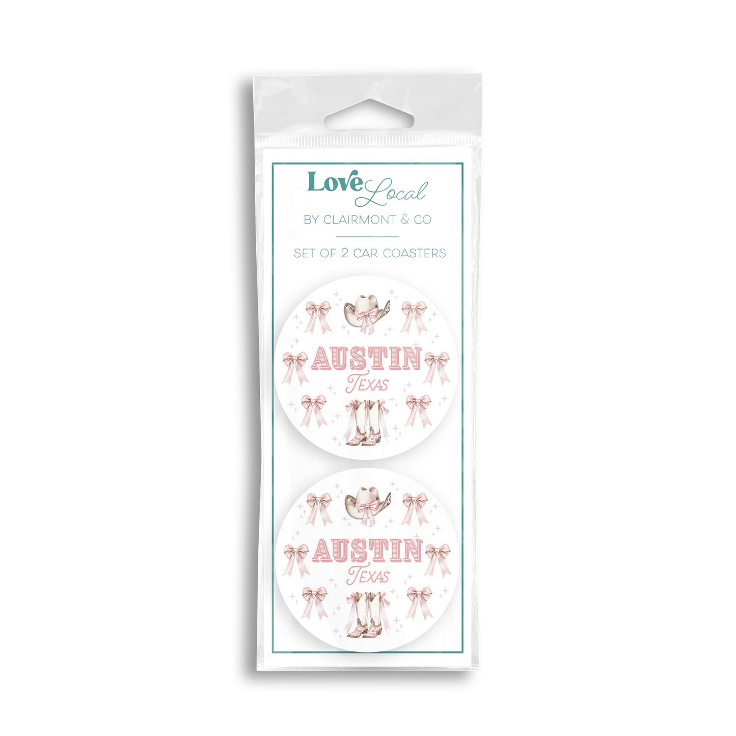 Car Coaster 2-Pack Love Local-Love+Local Coquette Cowgirl -0