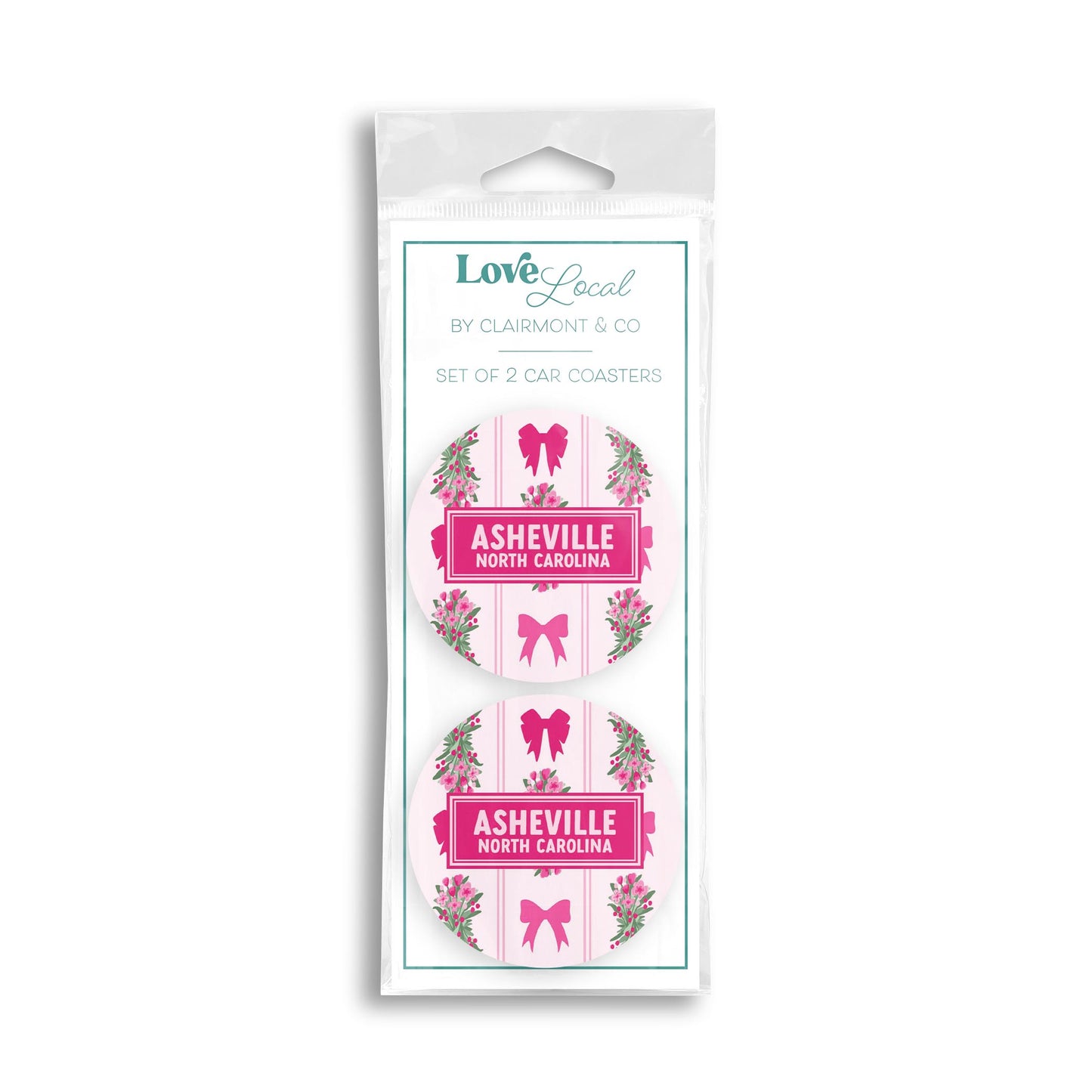 Car Coaster 2-Pack Love Local-Love+Local Bonita Bows -0