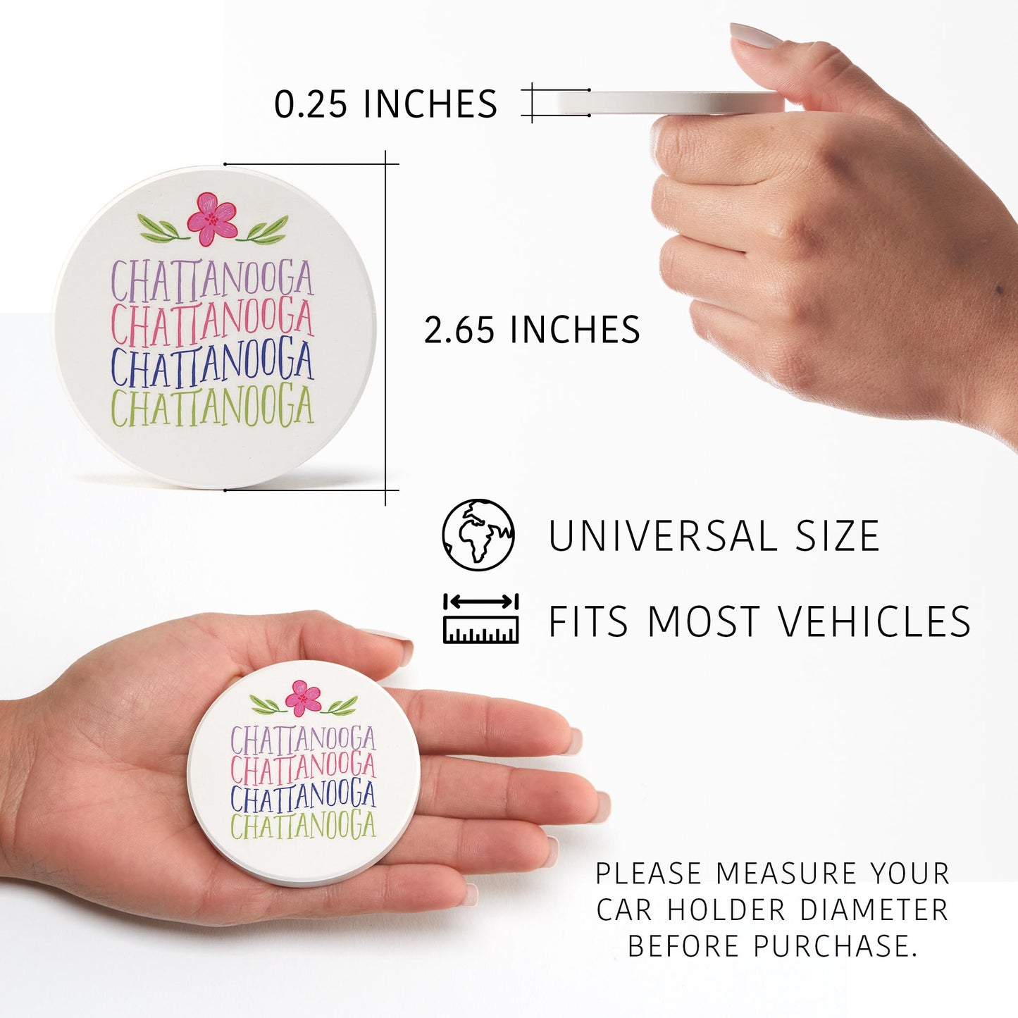 Car Coaster 2-Pack Love Local-Flower Wave City & State -2