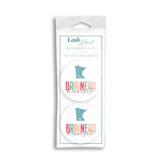 Car Coaster 2-Pack Love Local-Watercolor City Brainerd Minnesota -0