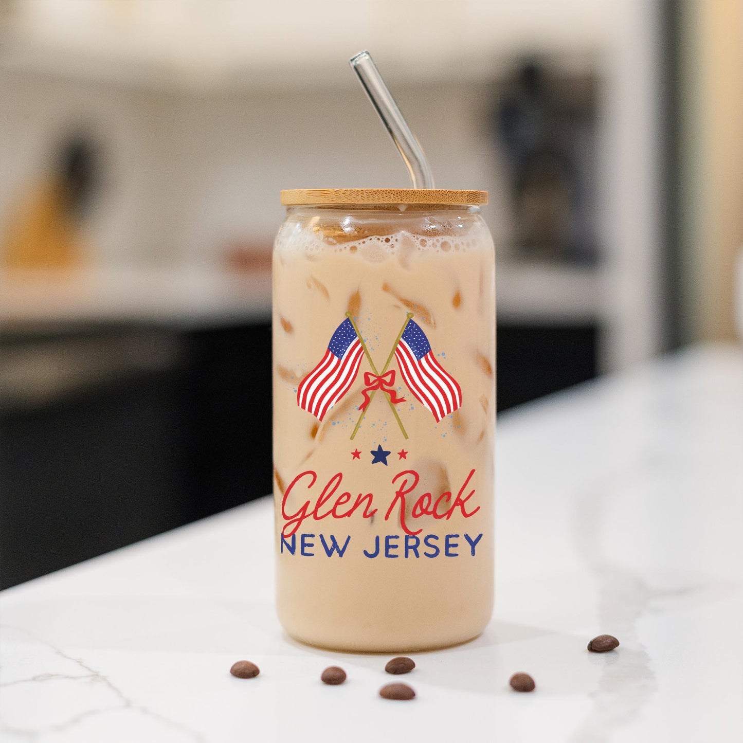 16oz Cold Brew Glass-American Summer Glen Rock New Jersey -1