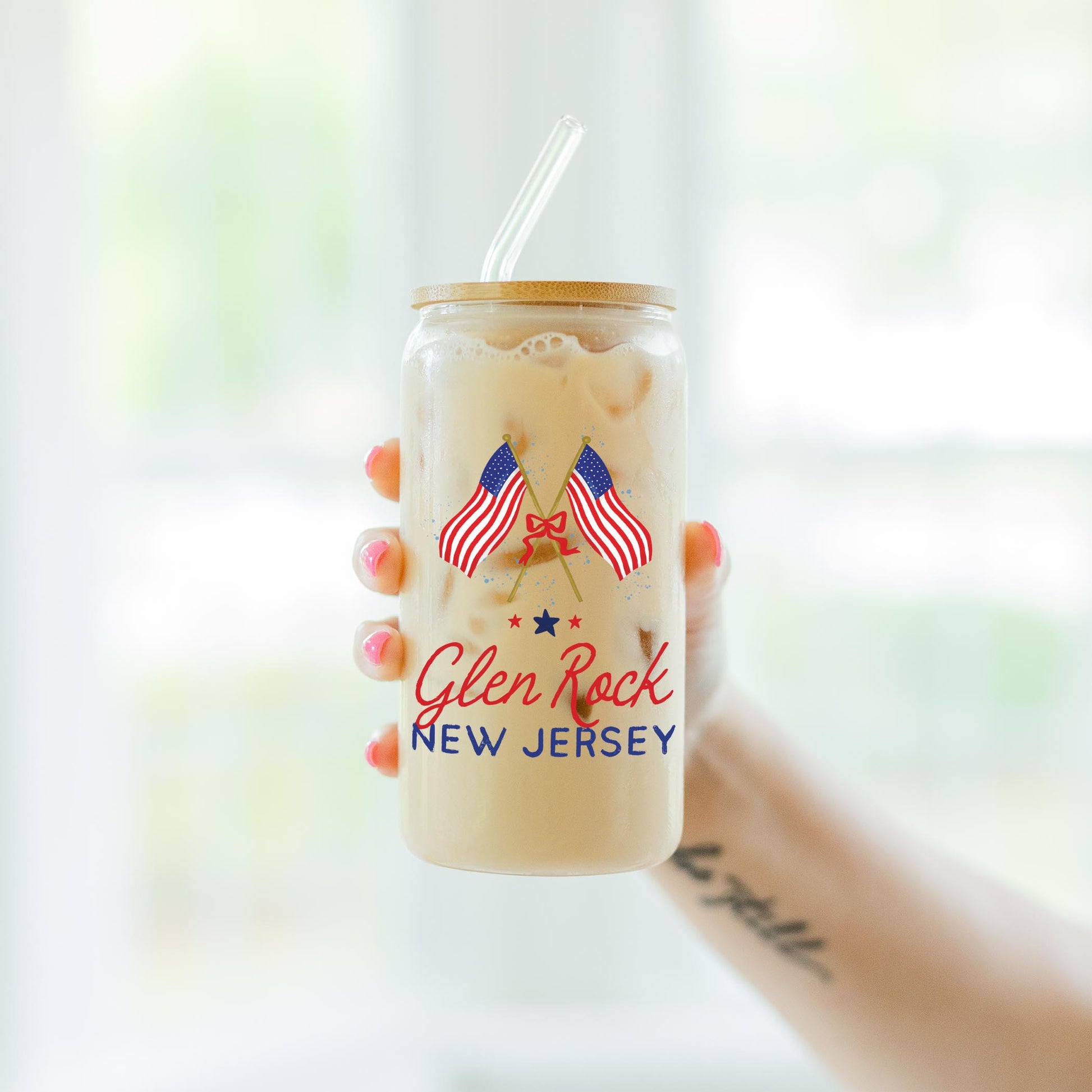 16oz Cold Brew Glass-American Summer Glen Rock New Jersey -4