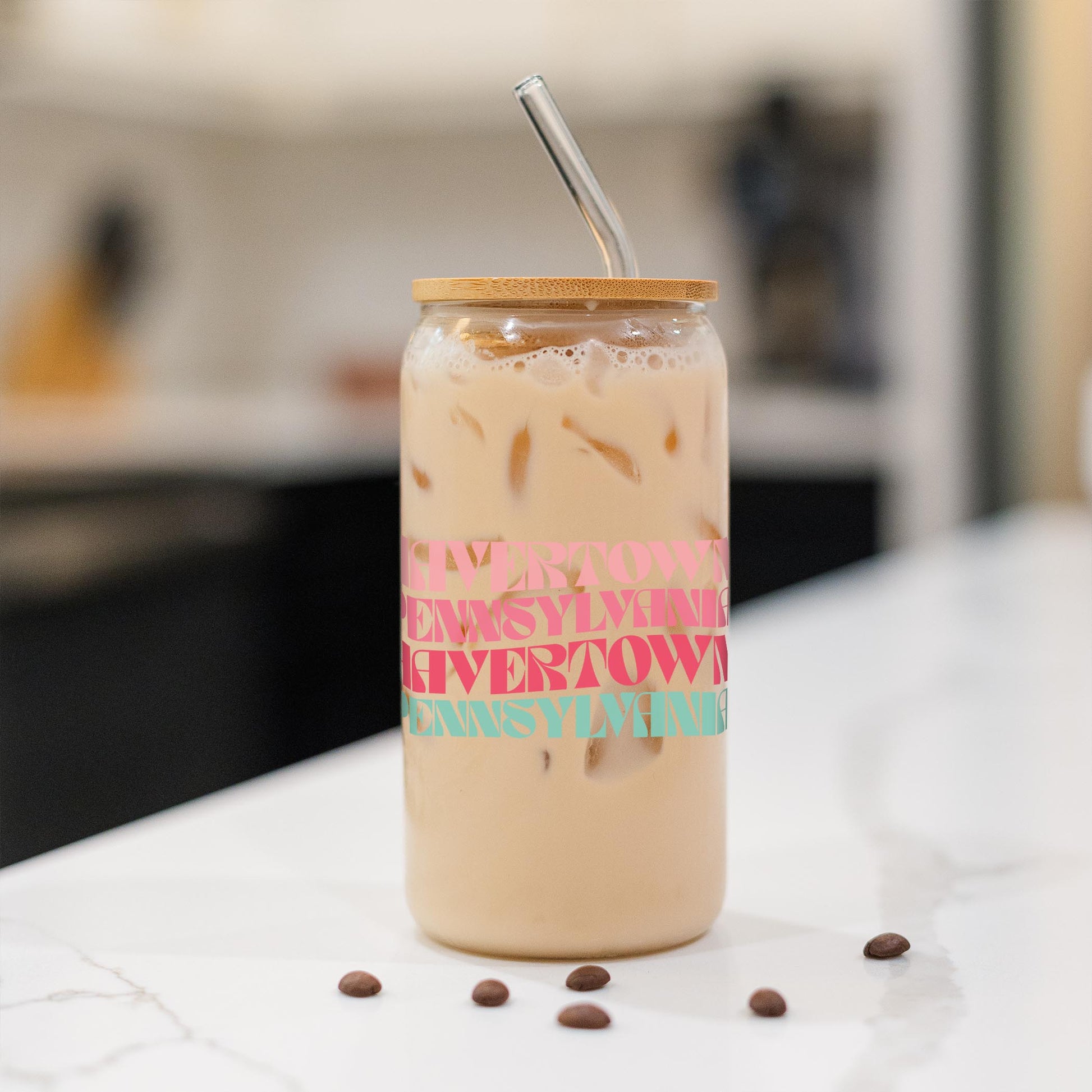 16oz Cold Brew Glass-Retro Wave Havertown Pennsylvania -1
