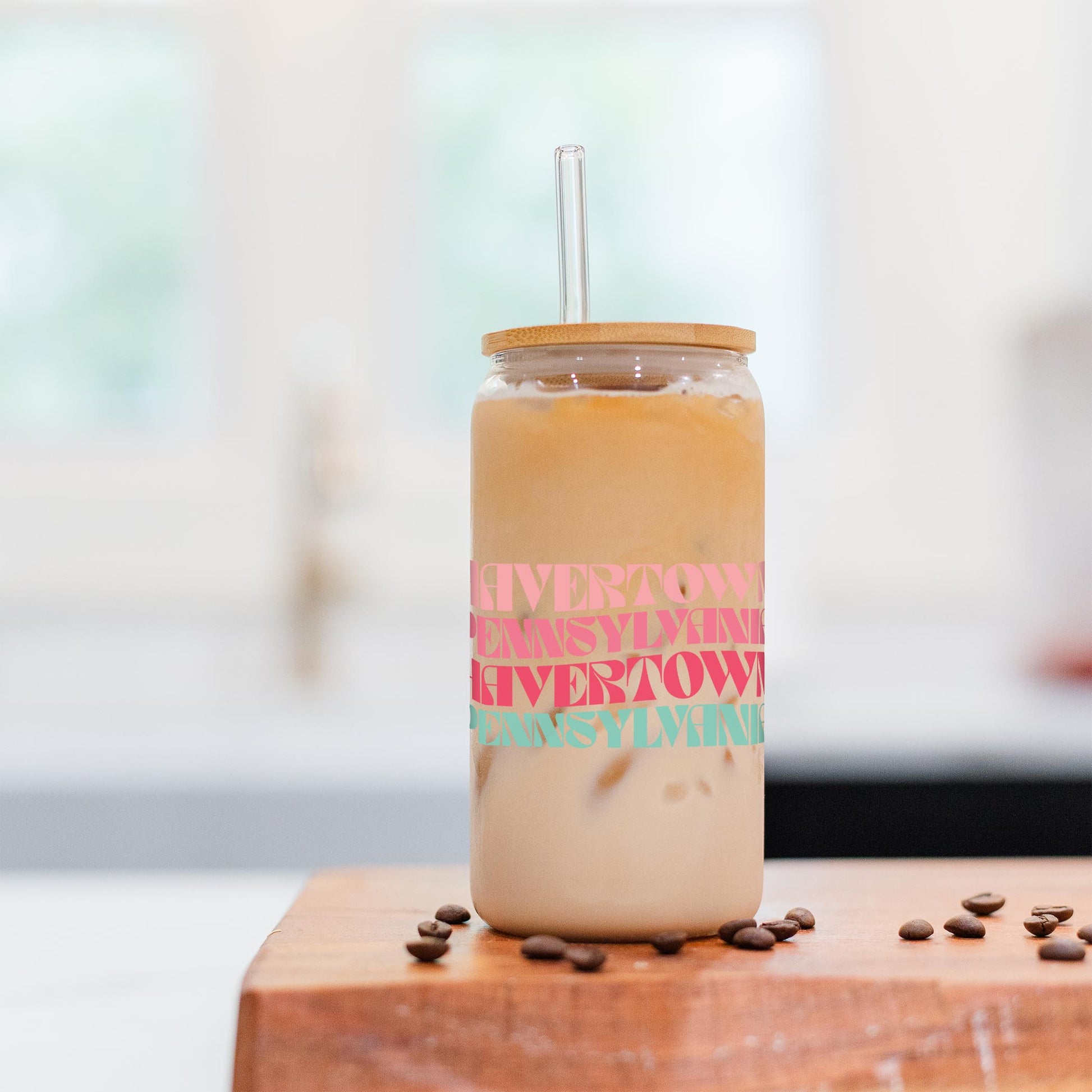 16oz Cold Brew Glass-Retro Wave Havertown Pennsylvania -2