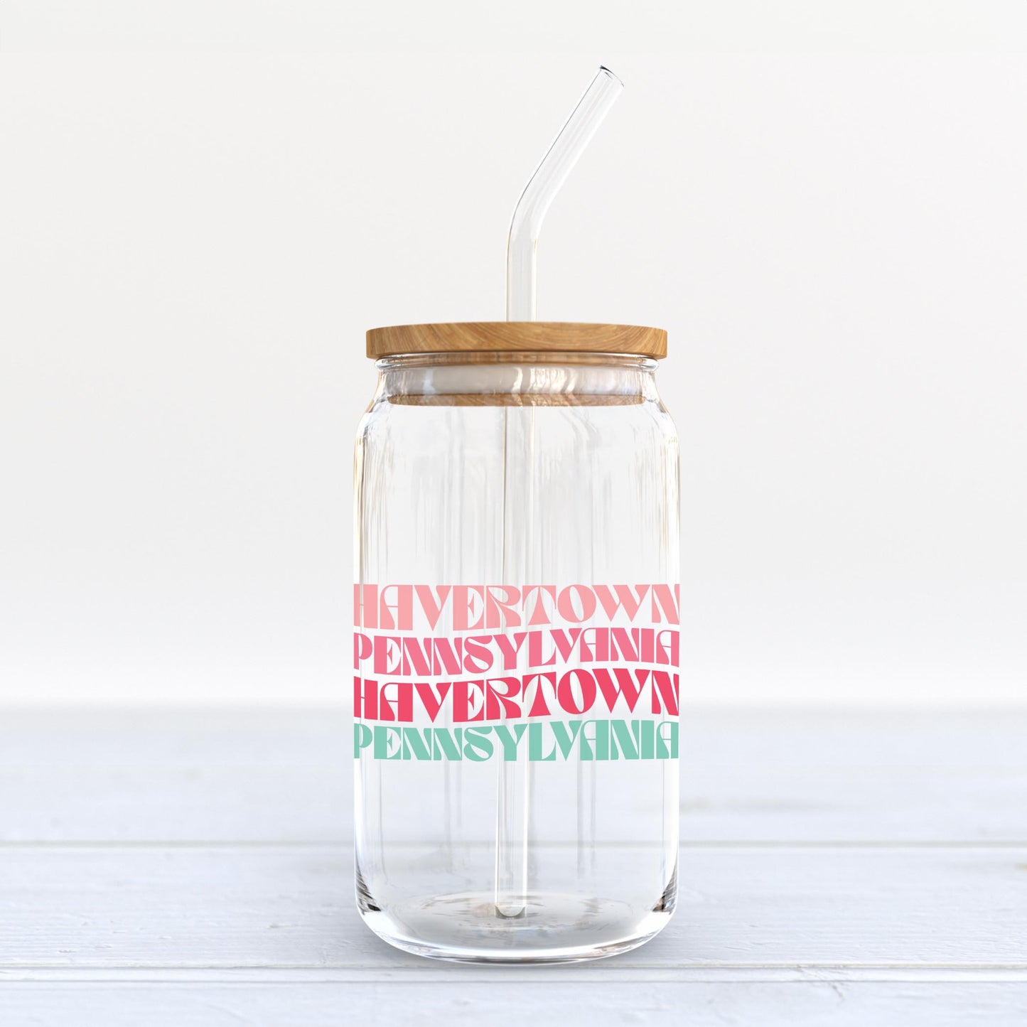 16oz Cold Brew Glass-Retro Wave Havertown Pennsylvania -3