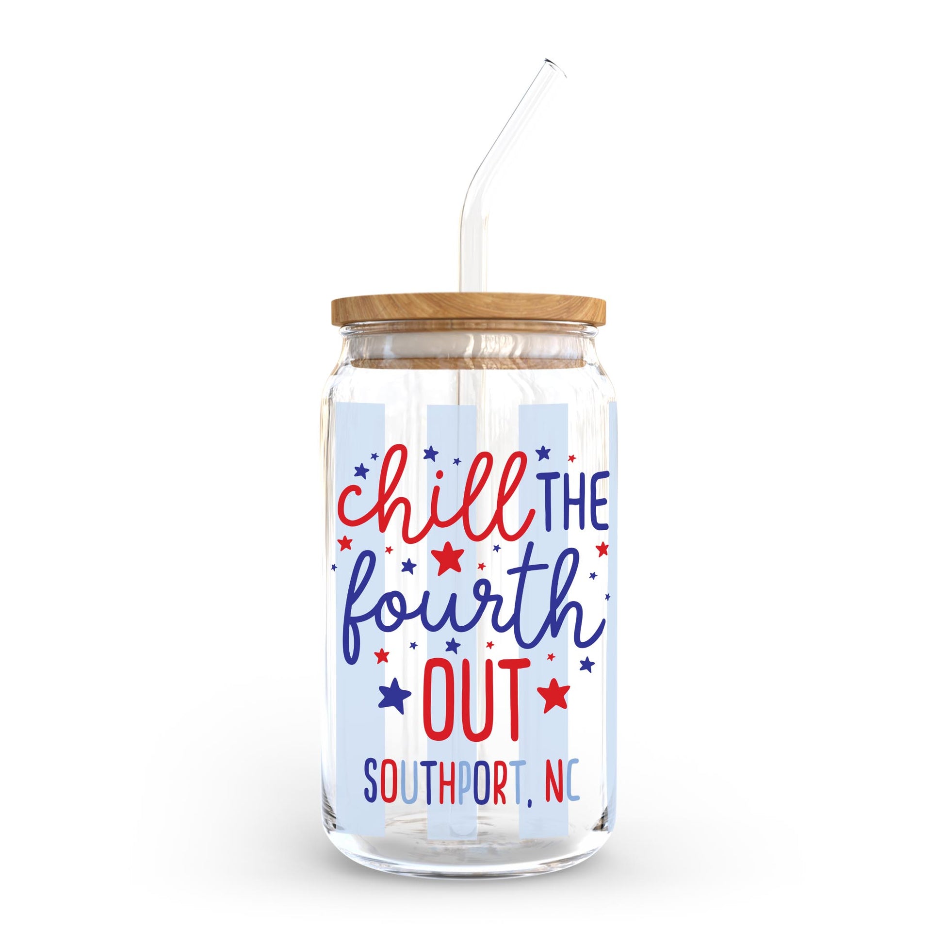 16oz Cold Brew Glass-4th of July Southport North Carolina -0