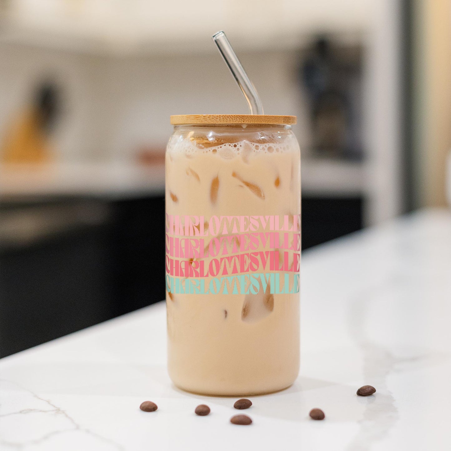 16oz Cold Brew Glass-Retro Wave Charlottesville Virginia