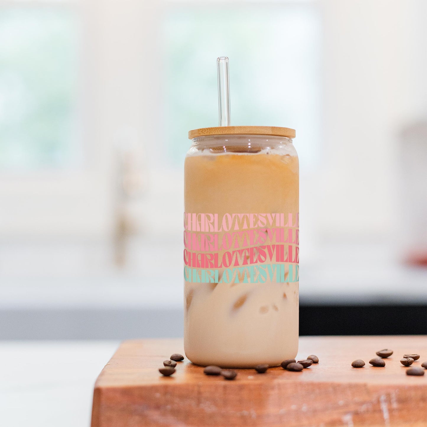 16oz Cold Brew Glass-Retro Wave Charlottesville Virginia
