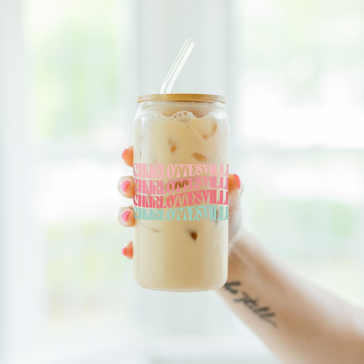 16oz Cold Brew Glass-Retro Wave Charlottesville Virginia