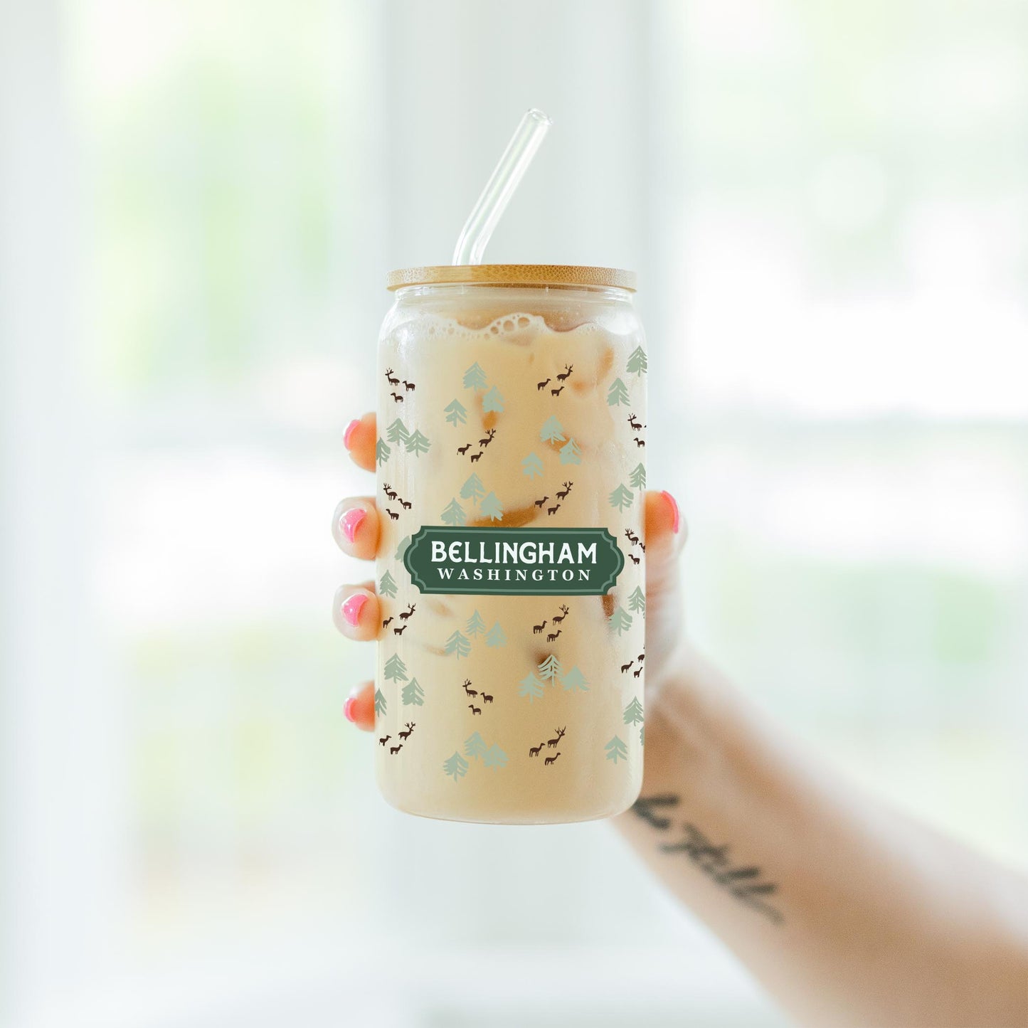 16oz Cold Brew Glass-Love+Local Woodland -4