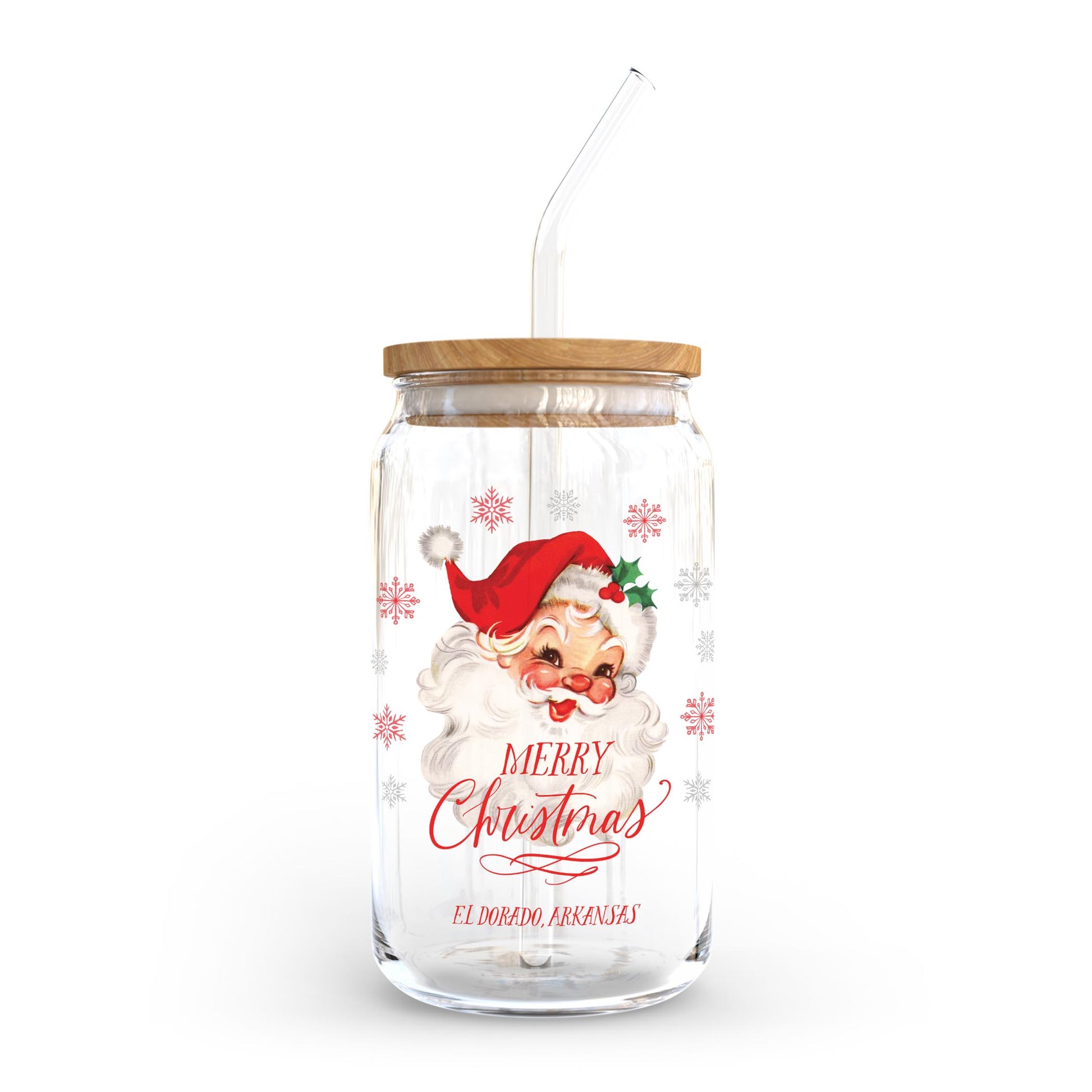 16oz Cold Brew Glass-Classic Santa El Dorado Arkansas -0