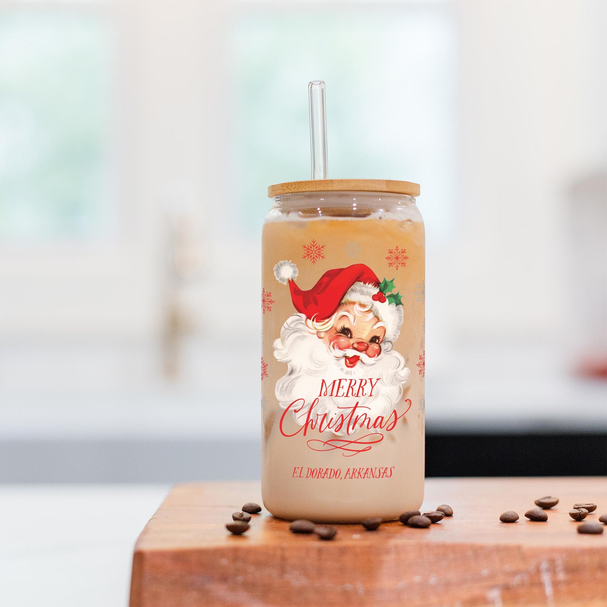 16oz Cold Brew Glass-Classic Santa El Dorado Arkansas -2