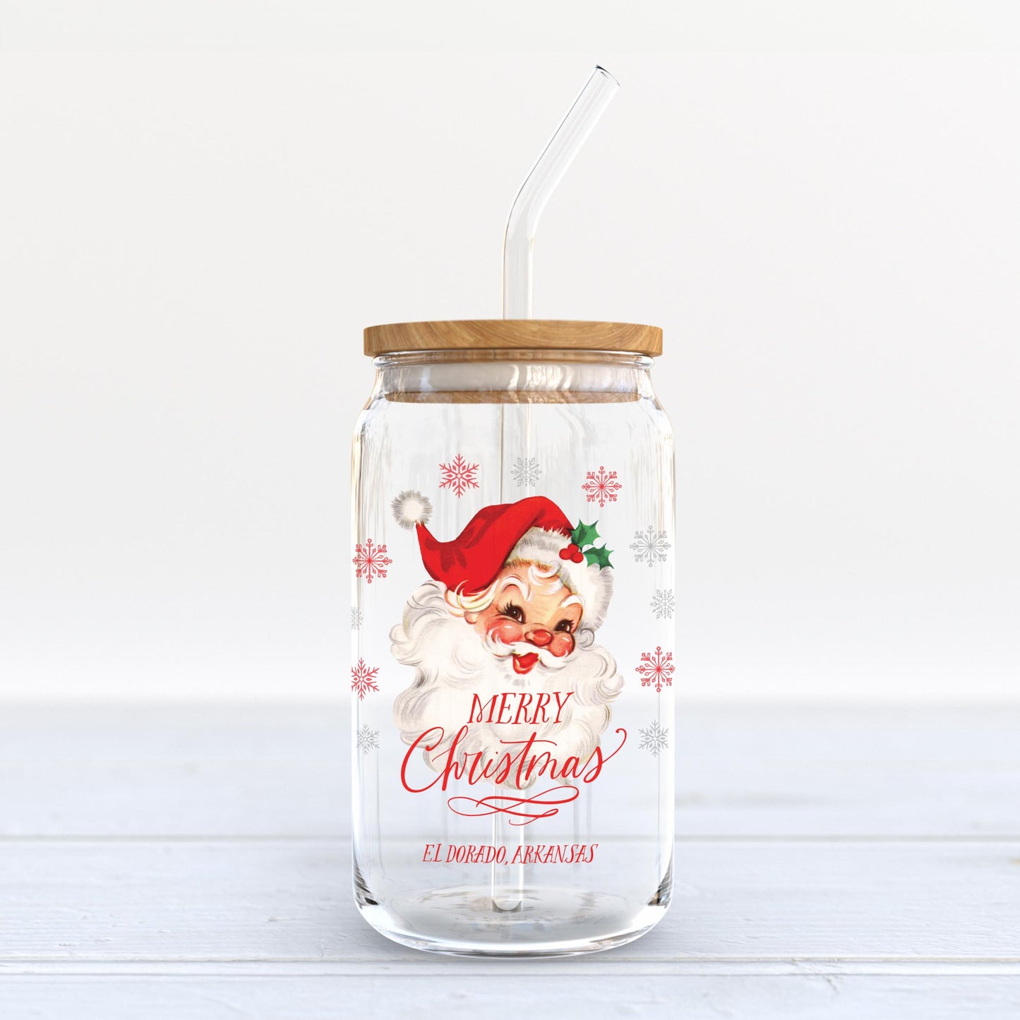16oz Cold Brew Glass-Classic Santa El Dorado Arkansas -3