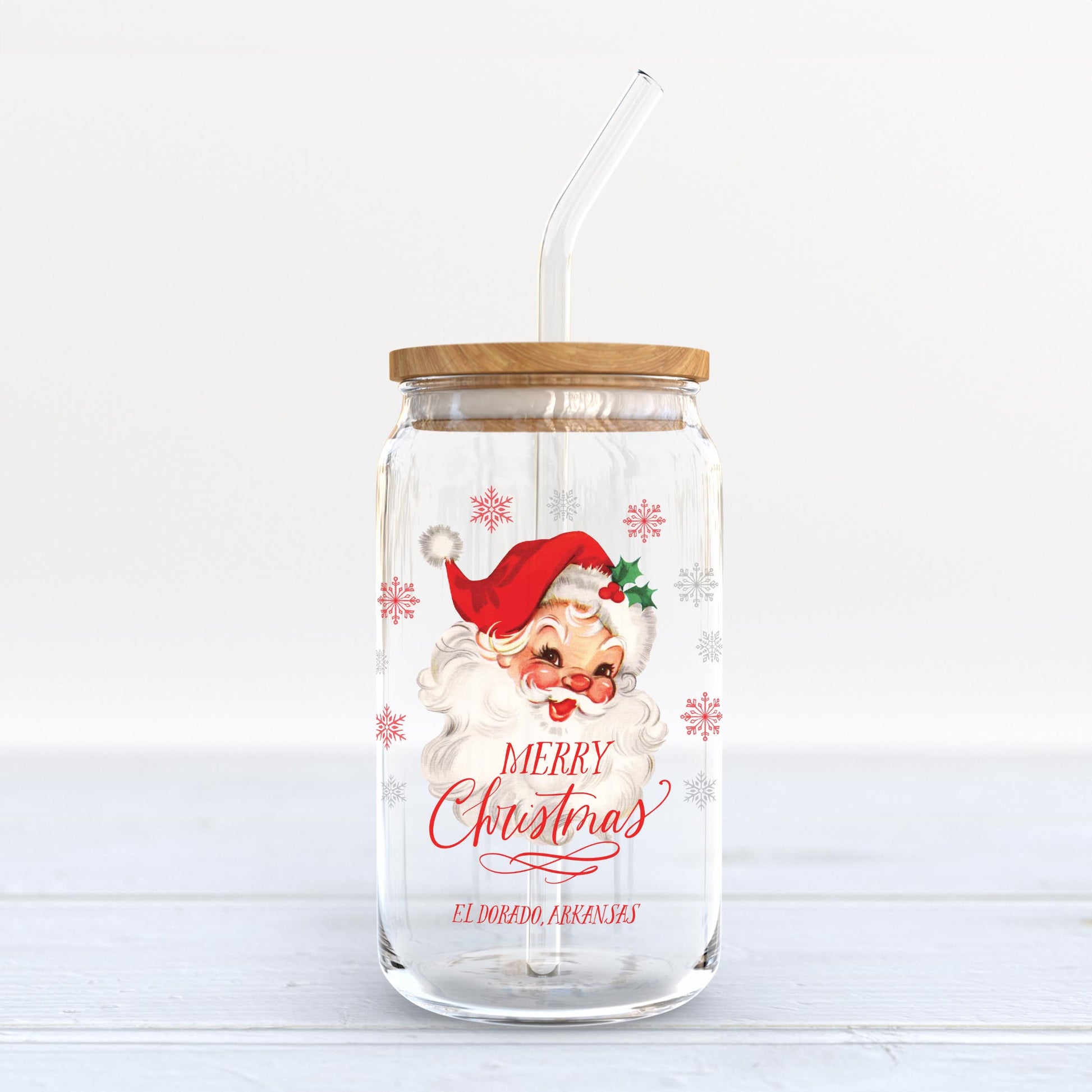 16oz Cold Brew Glass-Classic Santa El Dorado Arkansas -3