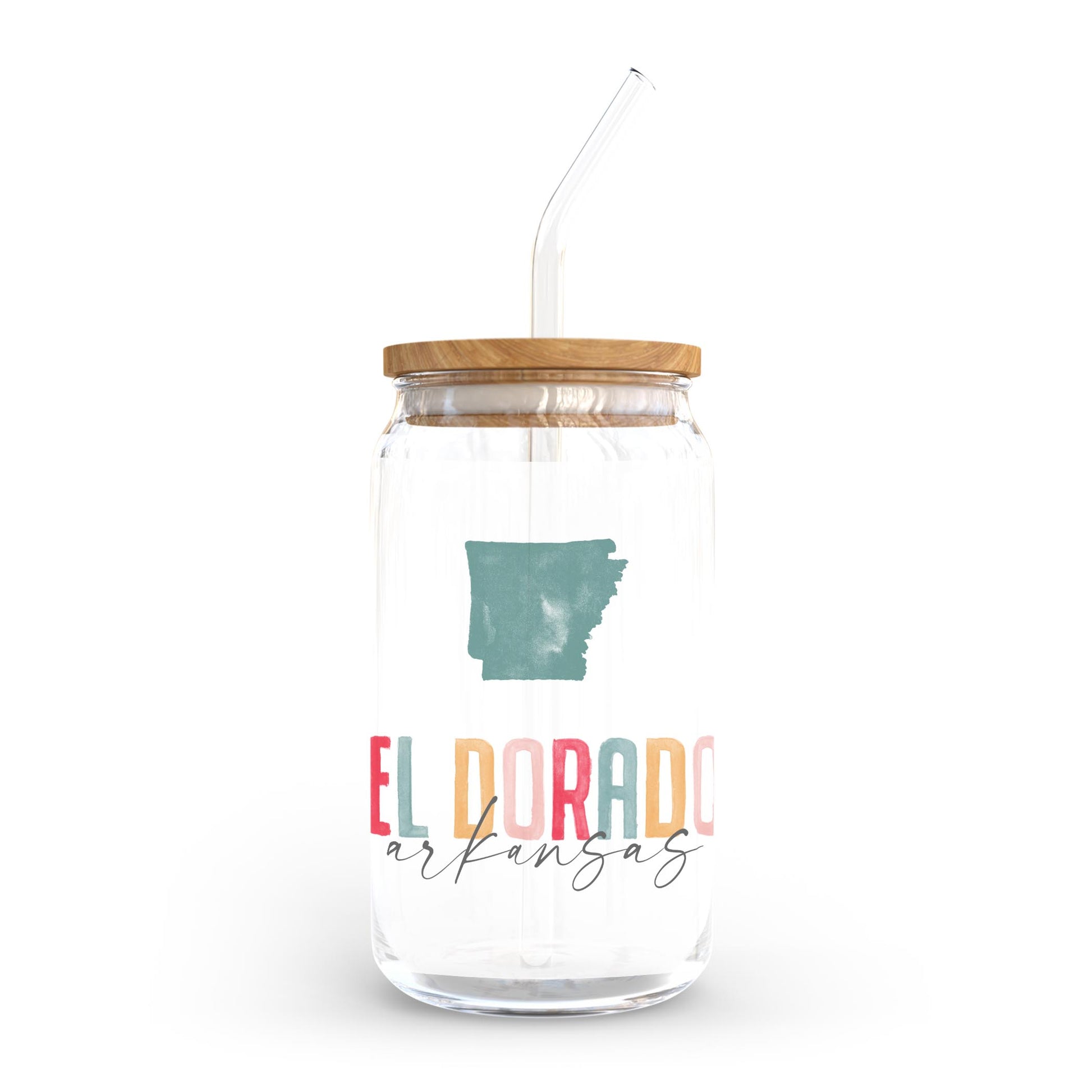 16oz Cold Brew Glass-Watercolor City El Dorado Arkansas -0