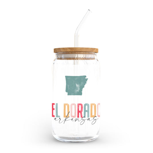 16oz Cold Brew Glass-Watercolor City El Dorado Arkansas -0
