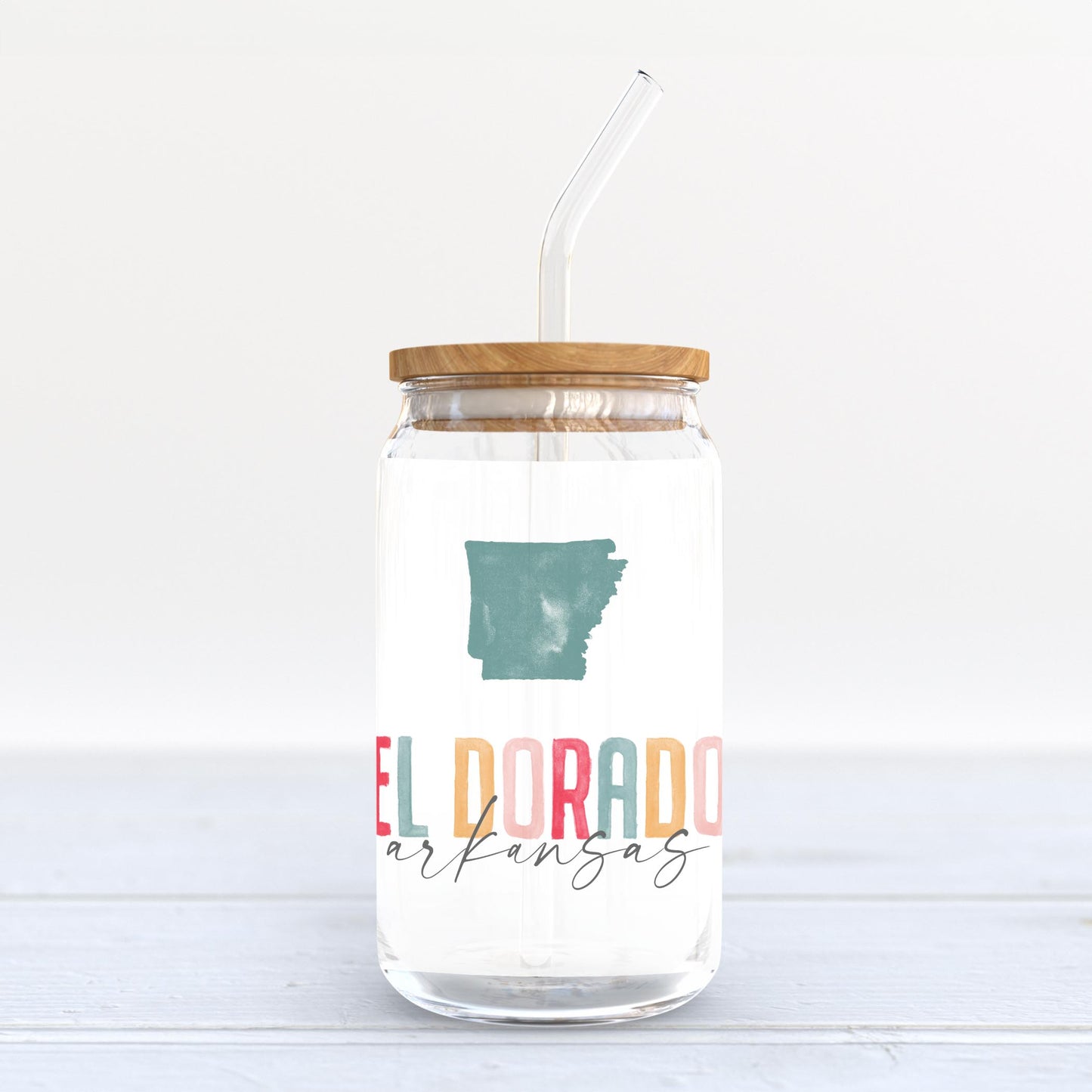 16oz Cold Brew Glass-Watercolor City El Dorado Arkansas -3