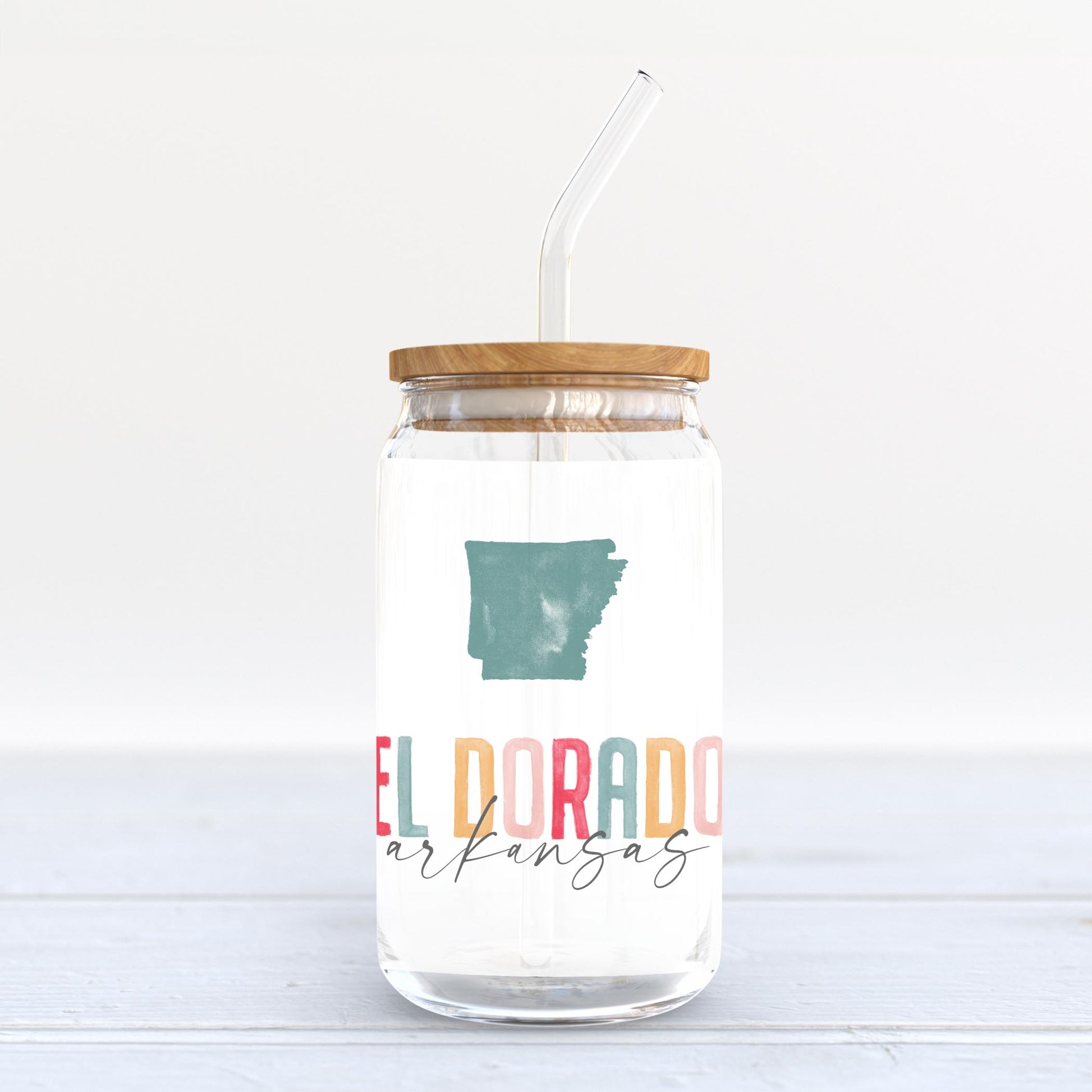 16oz Cold Brew Glass-Watercolor City El Dorado Arkansas -3
