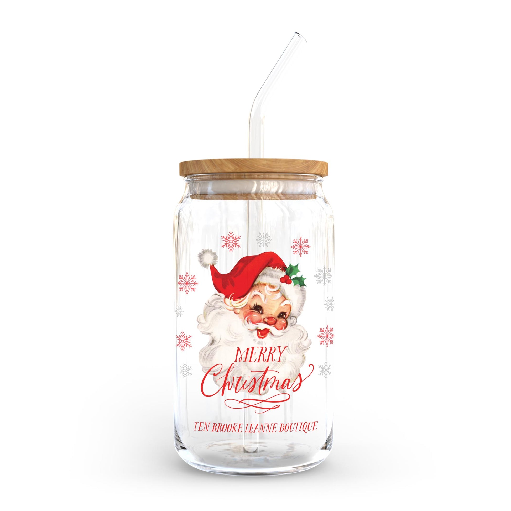 16oz Cold Brew Glass-Classic Santa Ten Brooke LeAnne Boutique -0