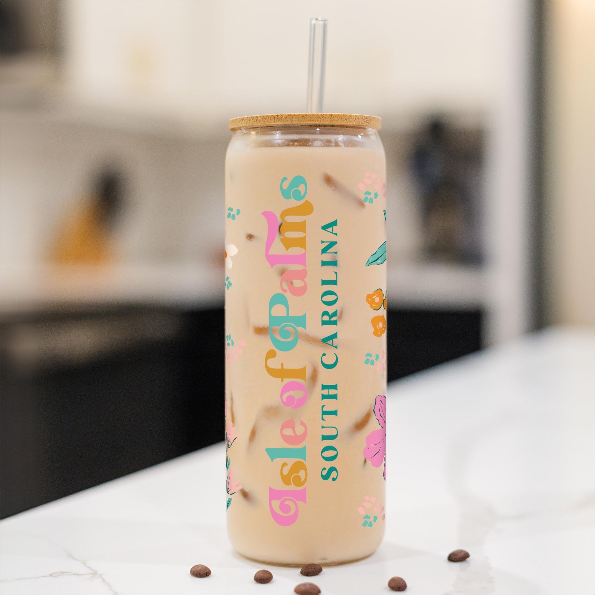 24oz Cold Brew Glass-Kalia Floral Isle Of Palms South Carolina -1