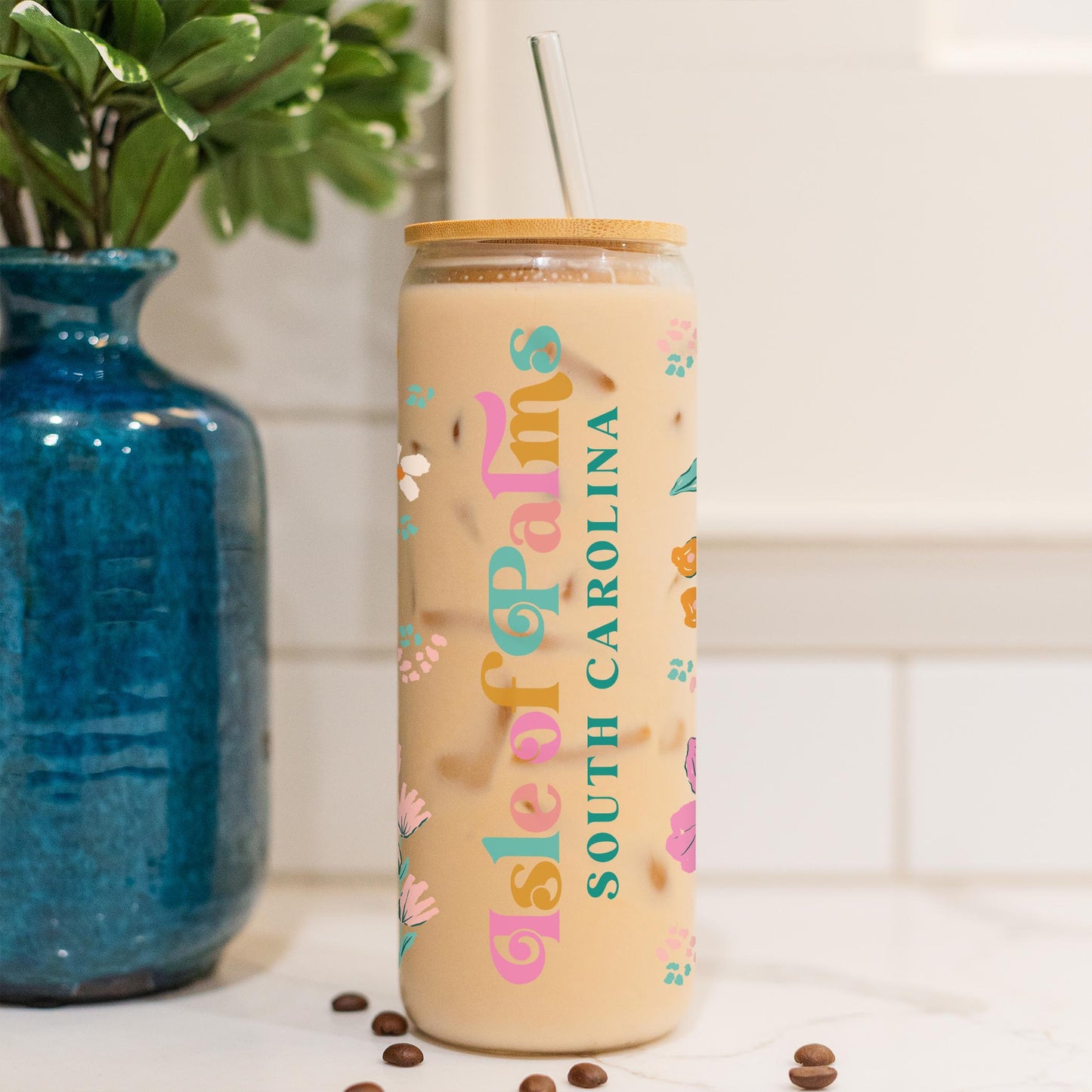 24oz Cold Brew Glass-Kalia Floral Isle Of Palms South Carolina -4