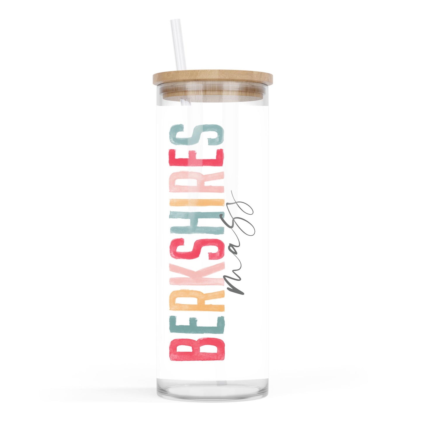 24oz Cold Brew Glass-Watercolor City Berkshires Mass -0