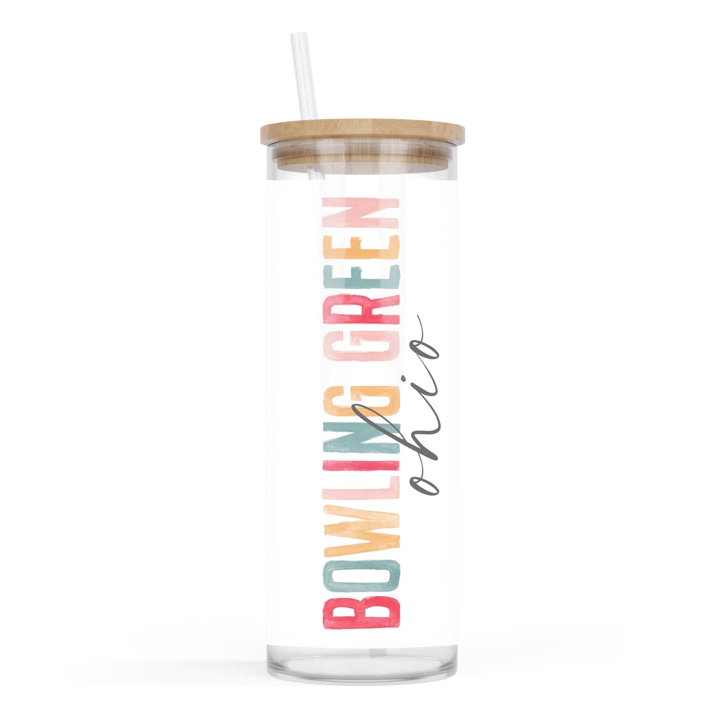 24oz Cold Brew Glass-Watercolor City Bowling Green Ohio -0