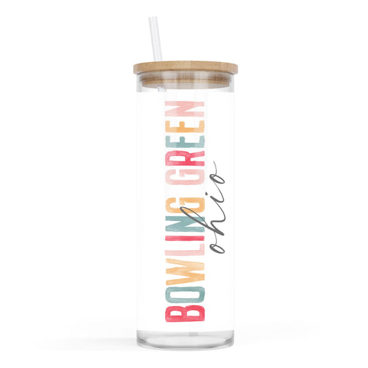 24oz Cold Brew Glass-Watercolor City Bowling Green Ohio -0