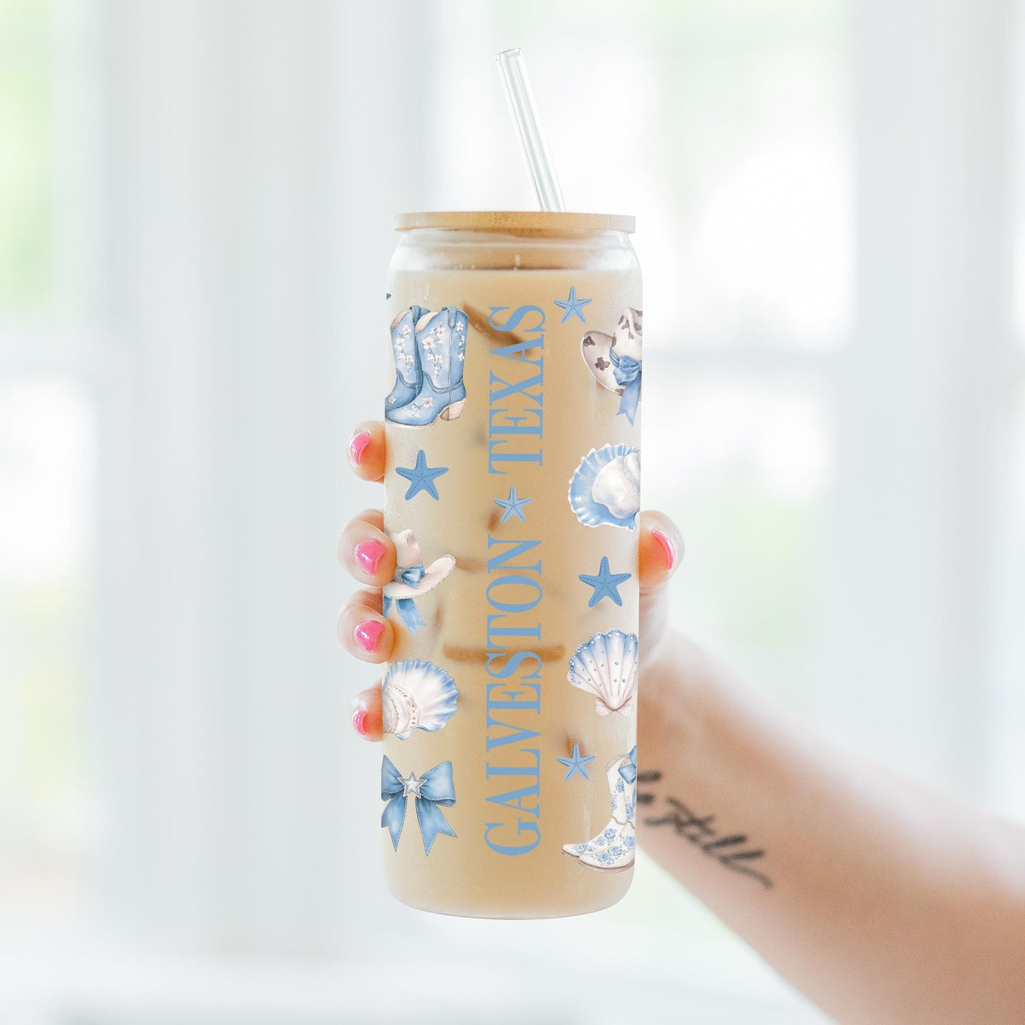 24oz Cold Brew Glass-Love+Local Coastal Cowgirl -3