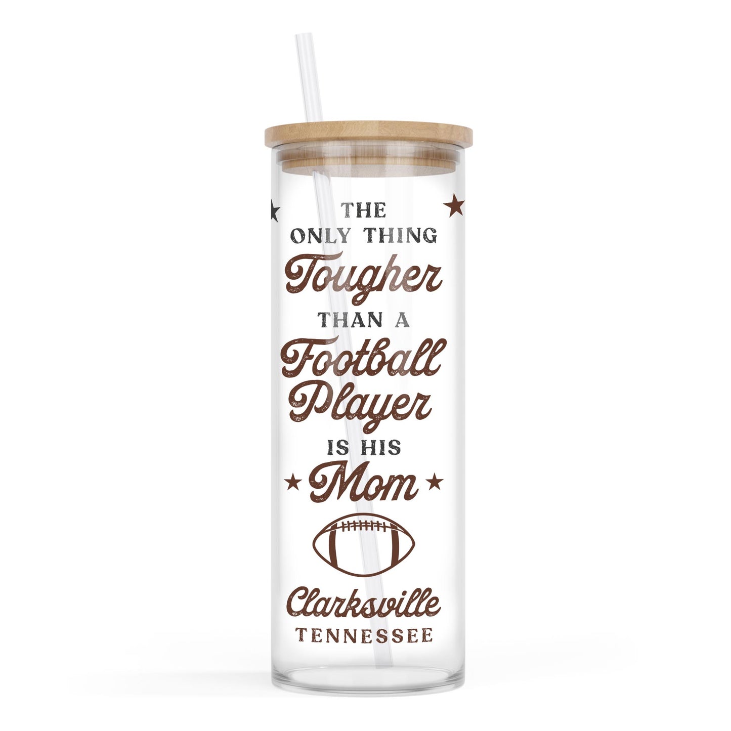 24oz Cold Brew Glass-Football Mom | Custom | Personalize -0