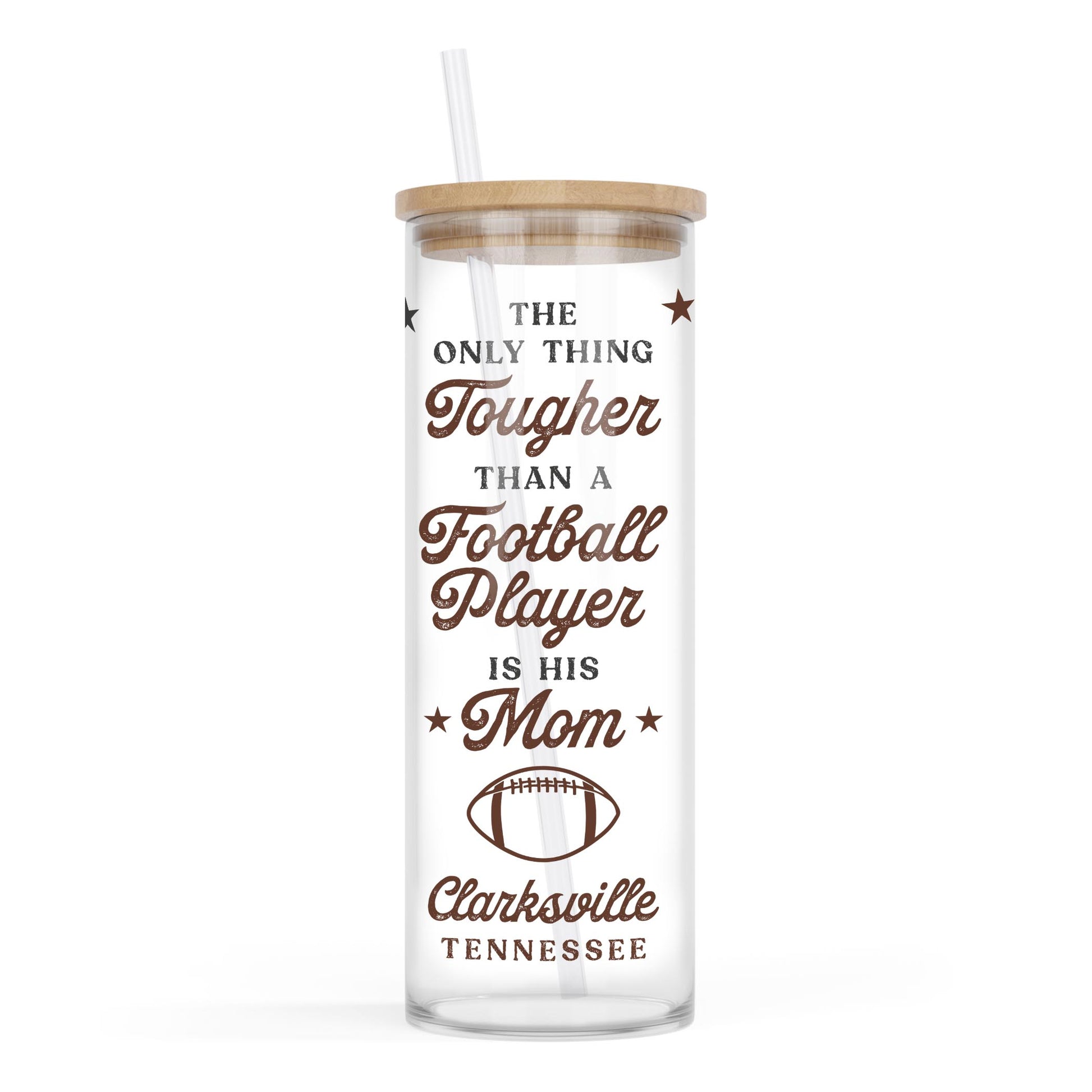 24oz Cold Brew Glass-Football Mom | Custom | Personalize -0