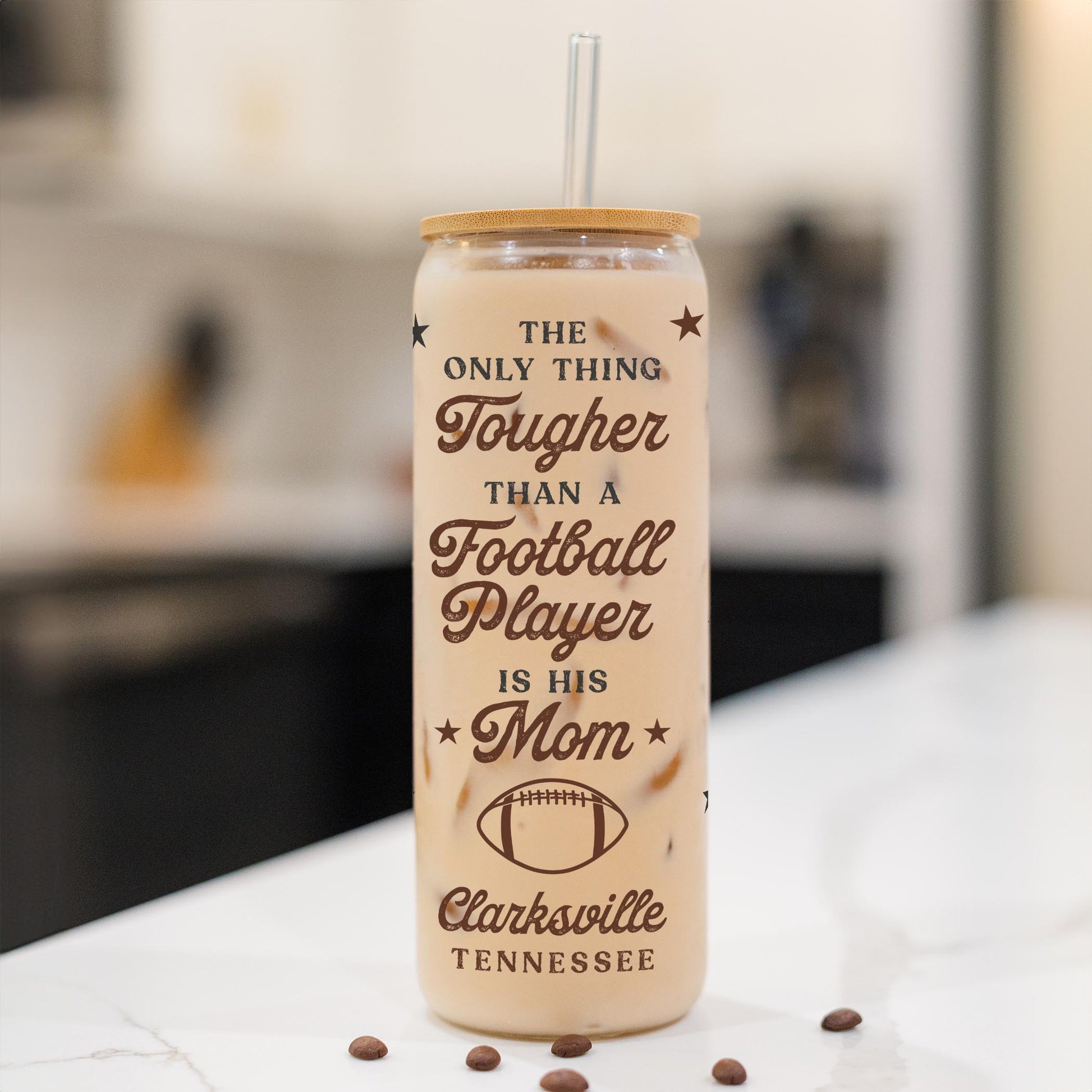 24oz Cold Brew Glass-Football Mom | Custom | Personalize -1