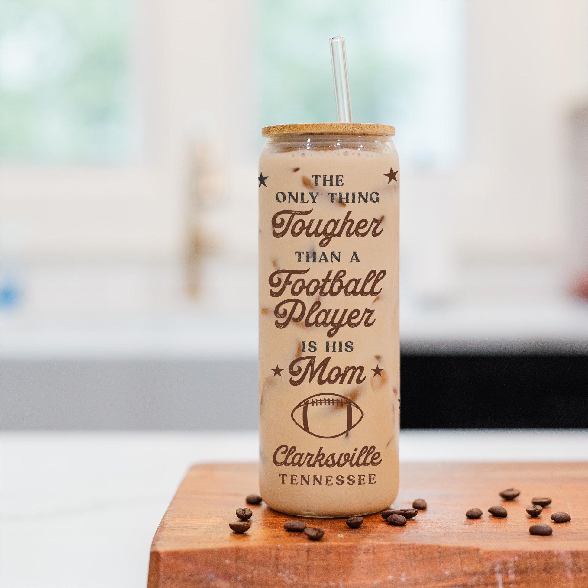 24oz Cold Brew Glass-Football Mom | Custom | Personalize -2
