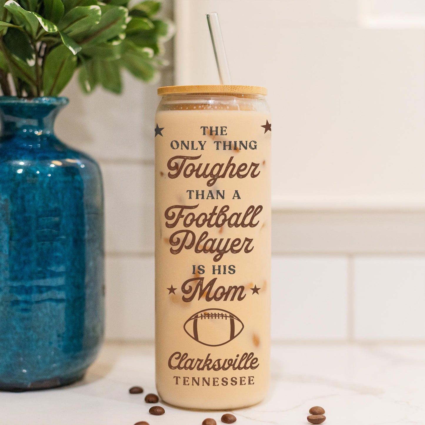 24oz Cold Brew Glass-Football Mom | Custom | Personalize -4