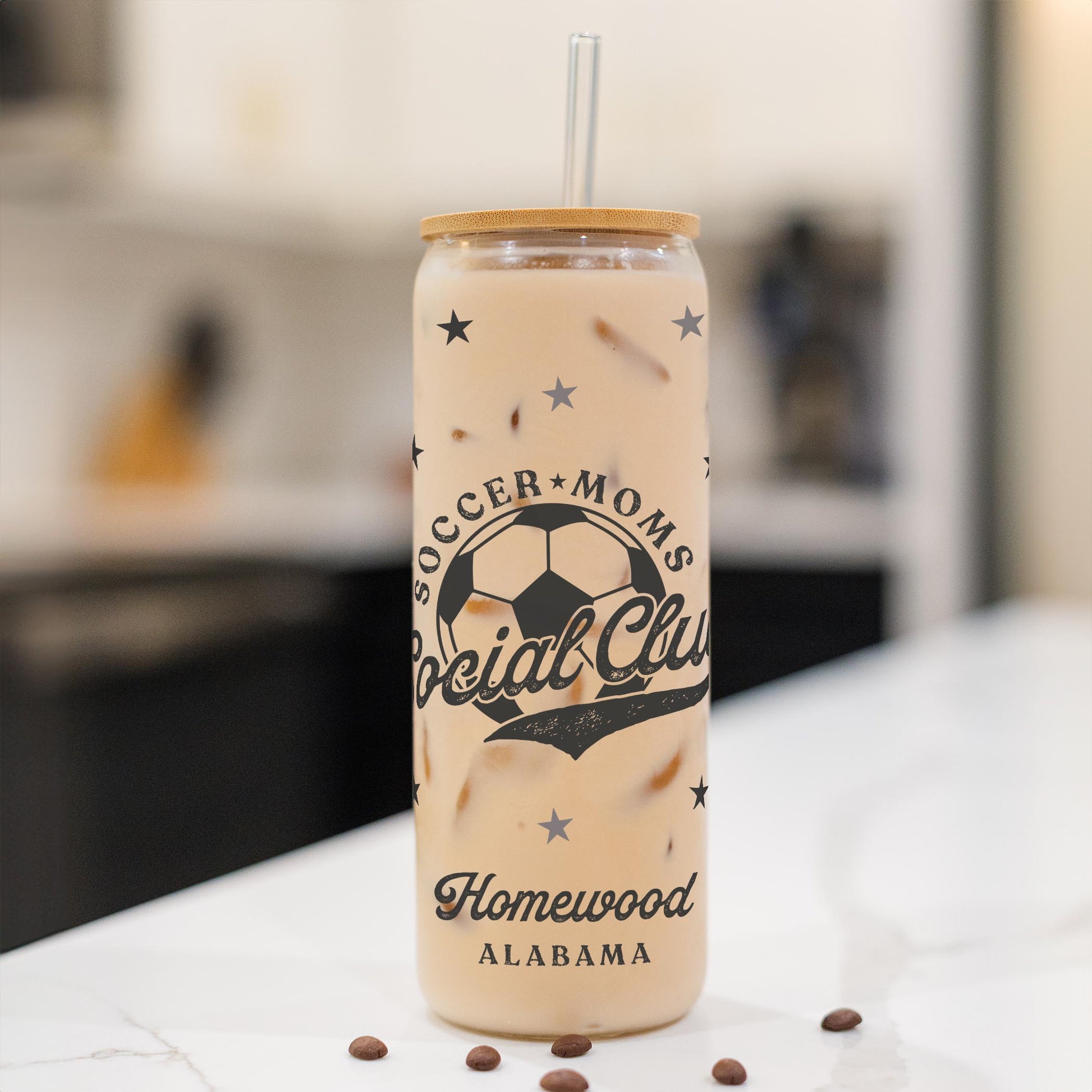 24oz Cold Brew Glass-Soccer Mom | Custom | Personalize -1