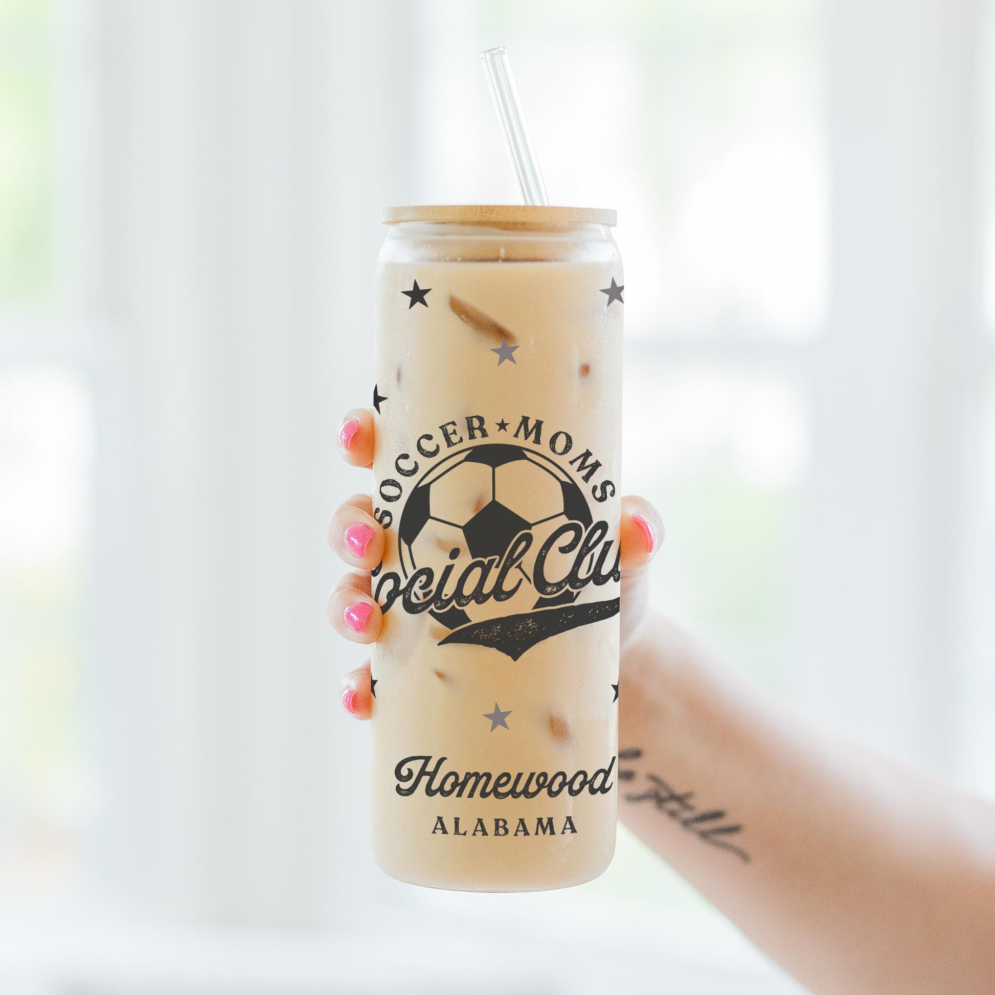 24oz Cold Brew Glass-Soccer Mom | Custom | Personalize -3