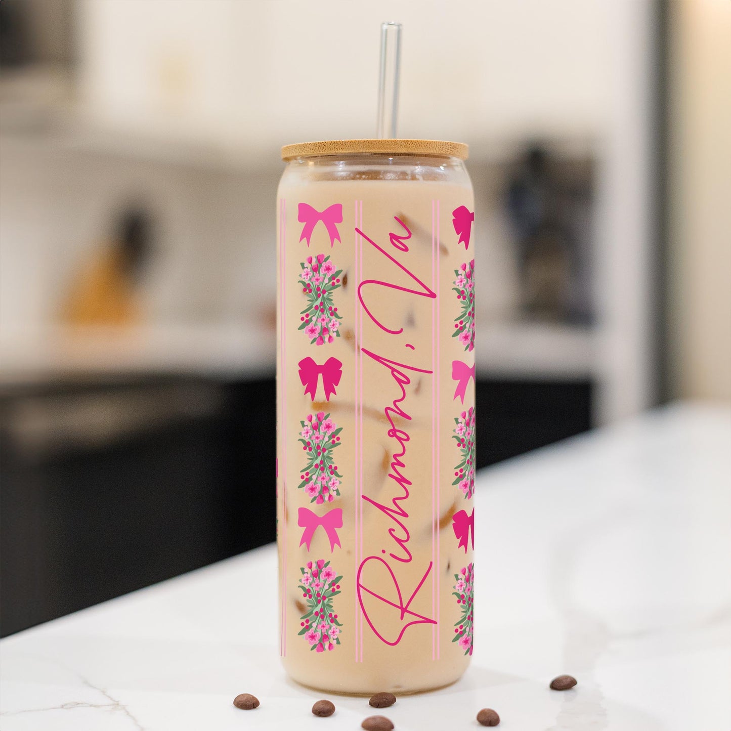 24oz Cold Brew Glass-Love+Local Bonita Bows -1