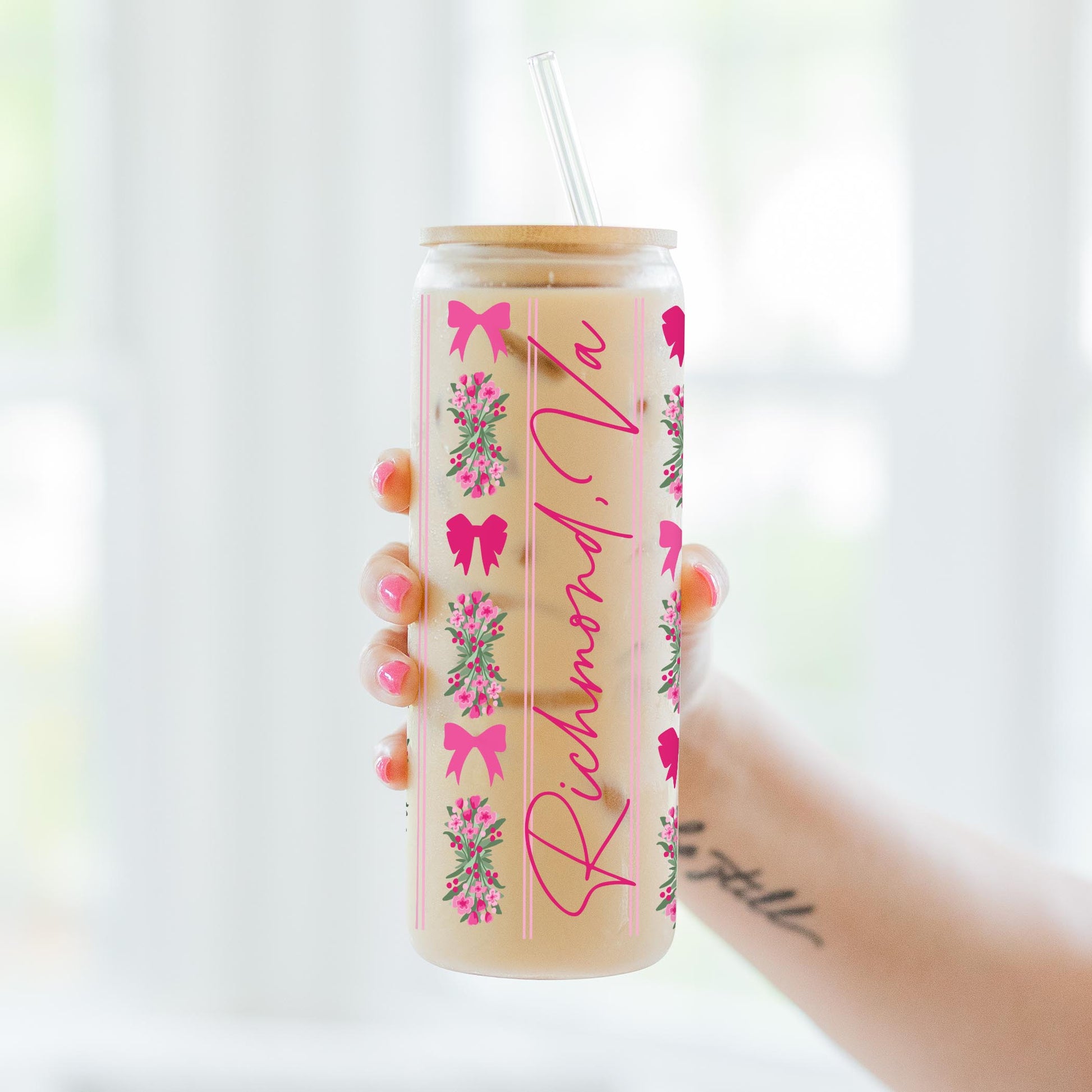 24oz Cold Brew Glass-Love+Local Bonita Bows -3
