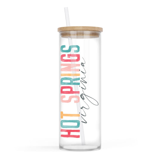 24oz Cold Brew Glass-Watercolor City Hot Springs VA